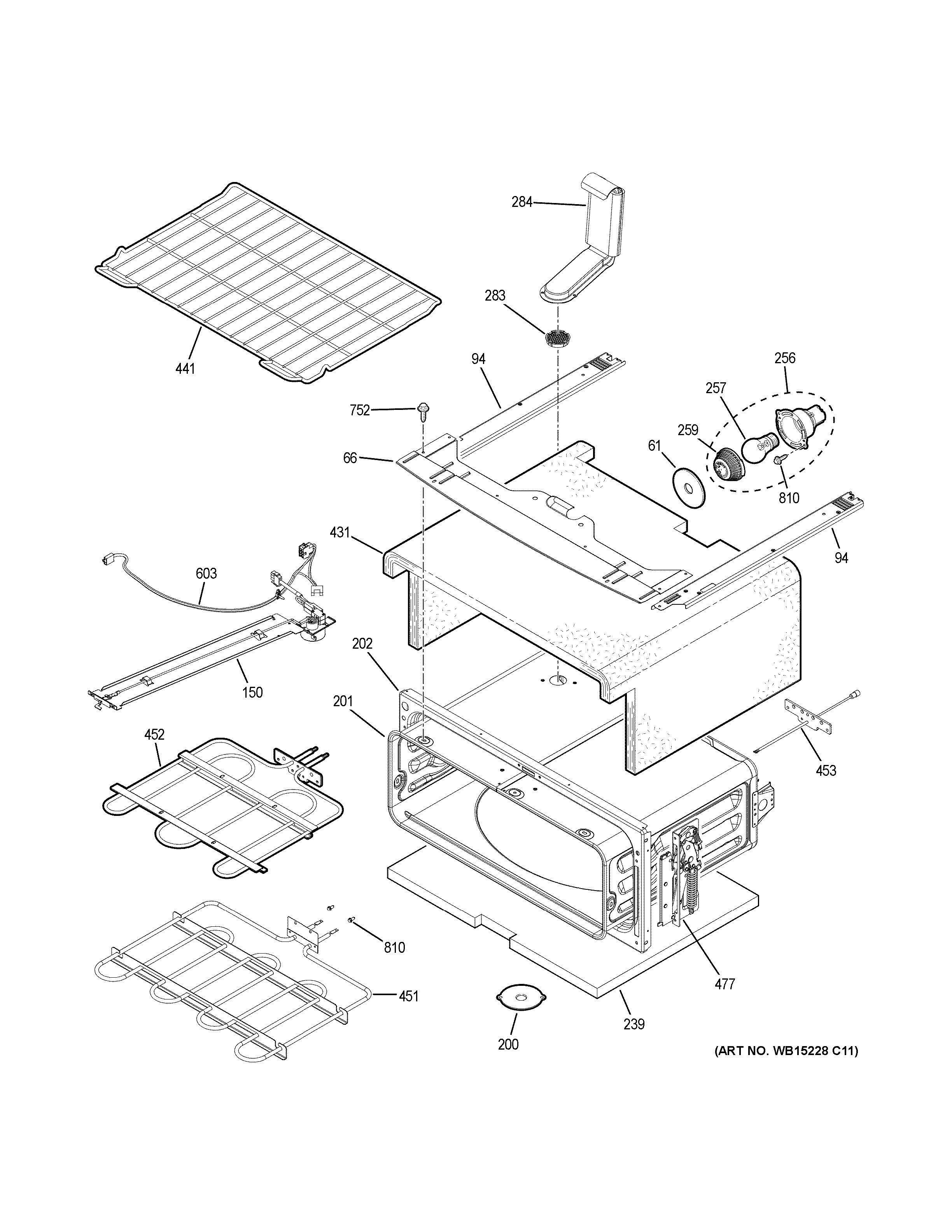 GE JB860DJ9BB upper oven diagram