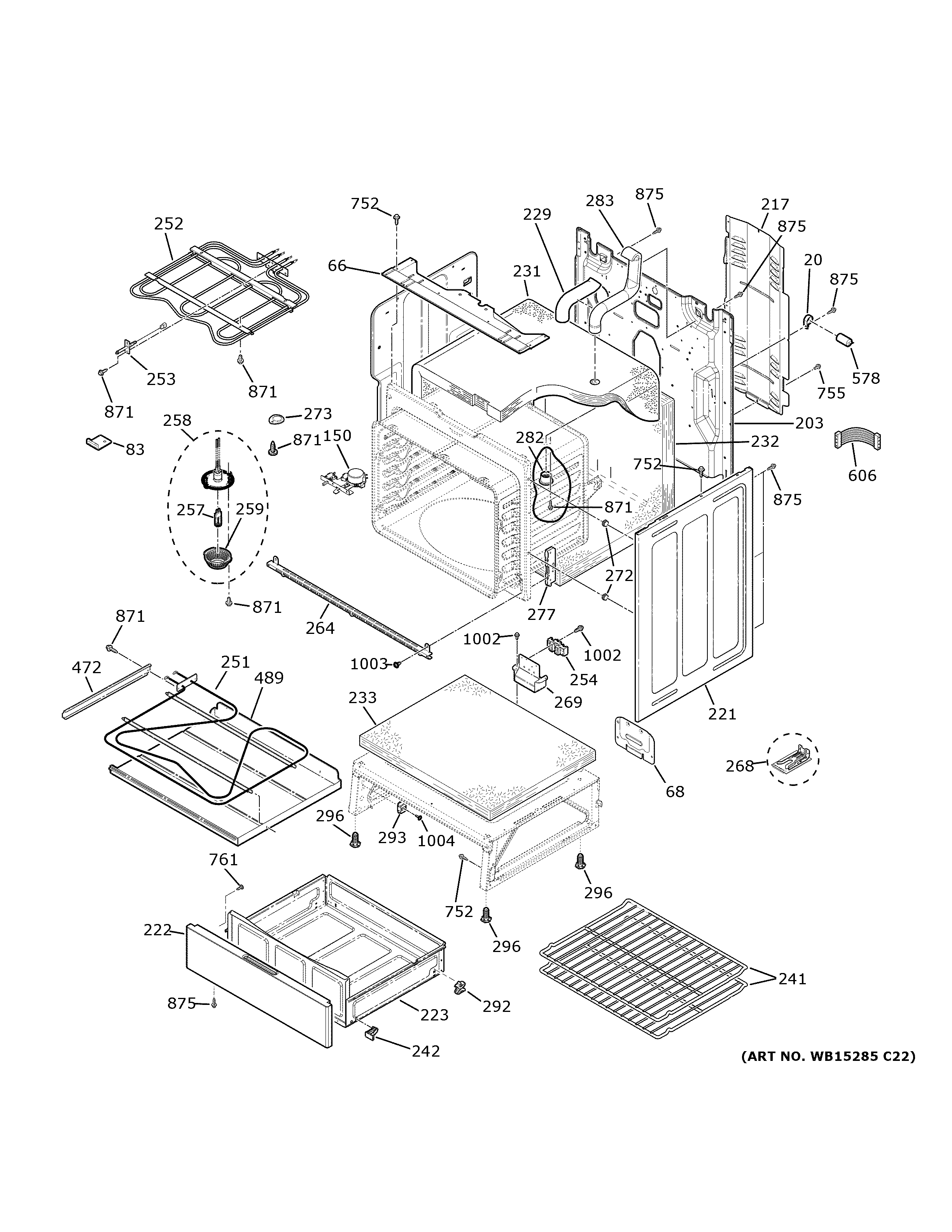 GE PB911SJASS body parts diagram