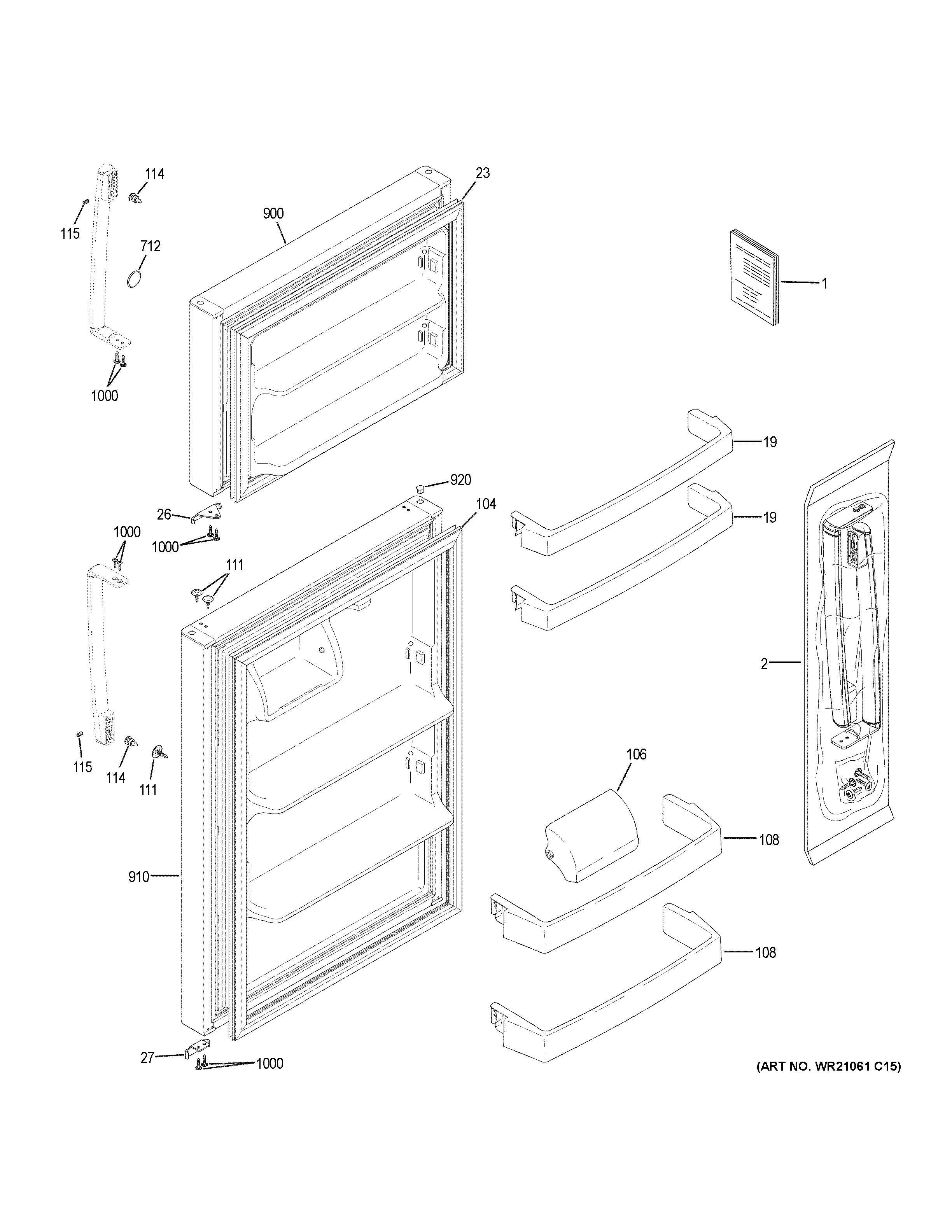 GE GIE17GSNERSS doors diagram