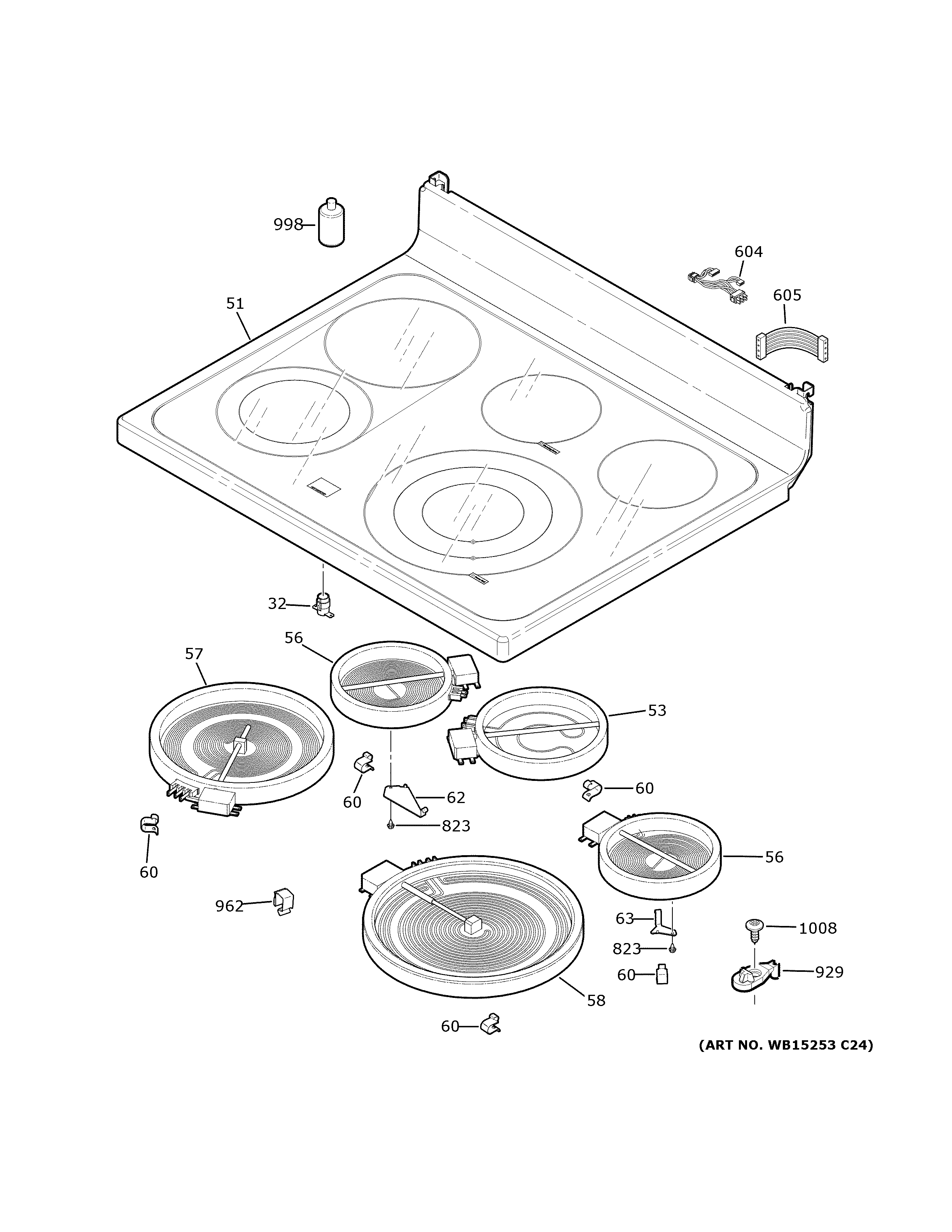 GE PB935BP1TS cooktop diagram
