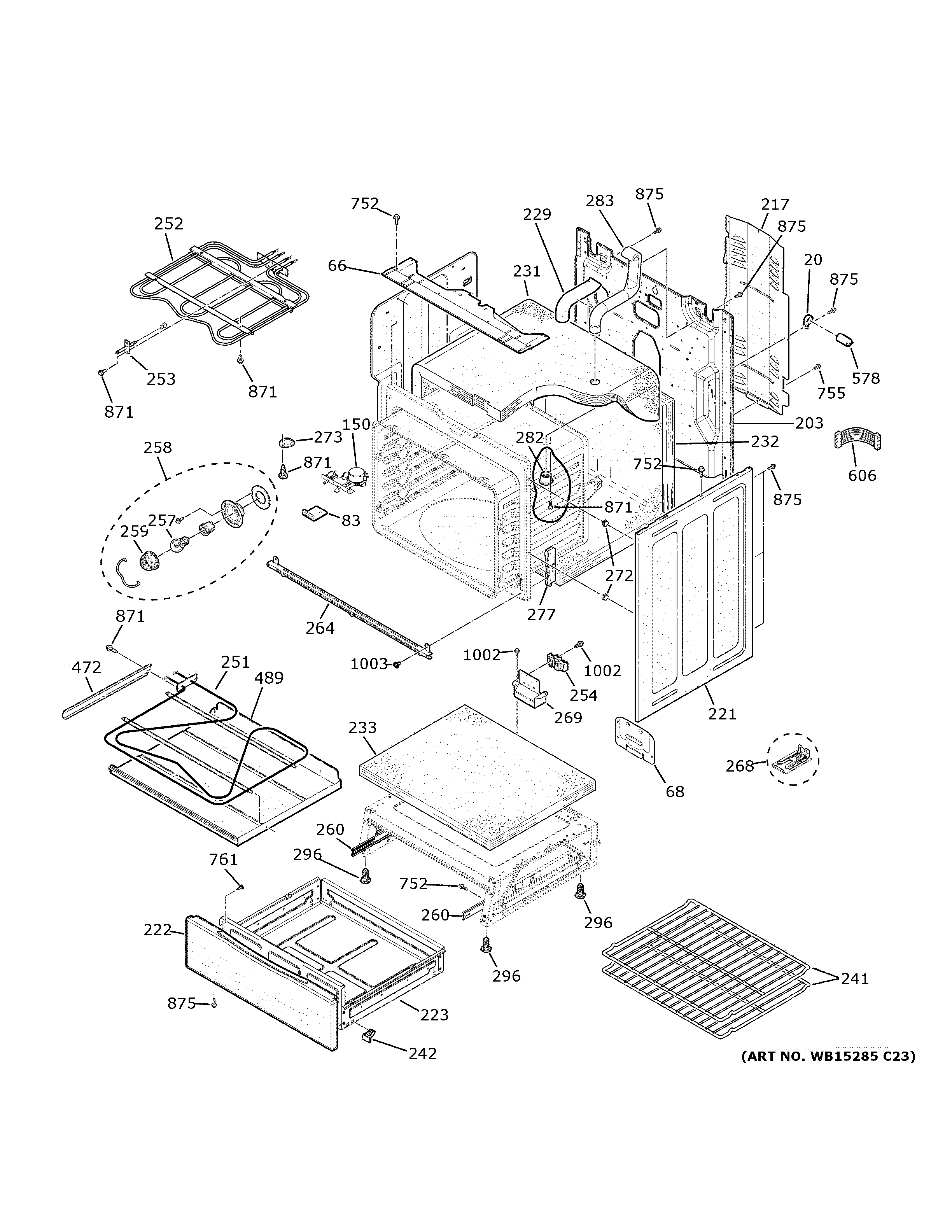 GE PB935BP1TS body parts diagram