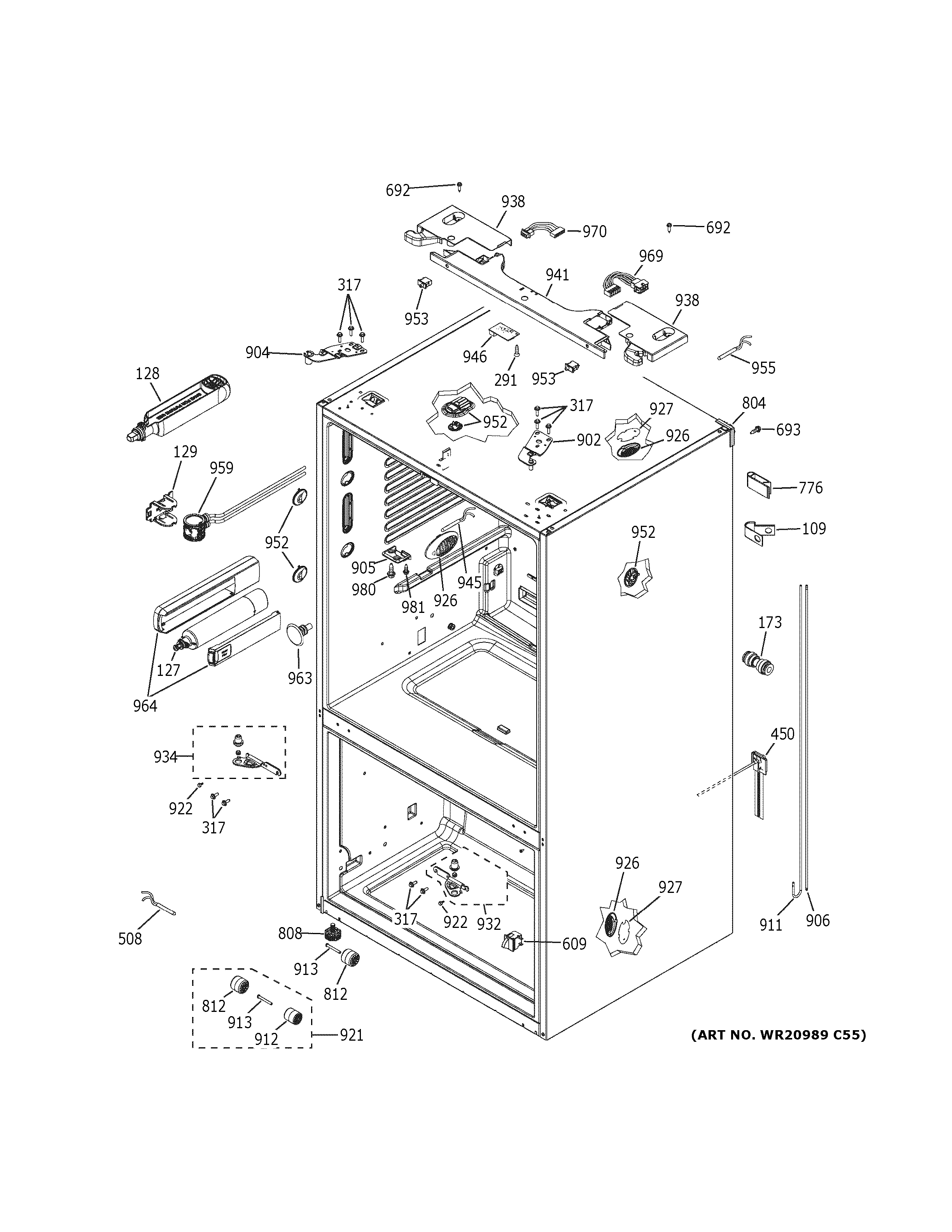 GE GNE29GYNBFS case parts diagram