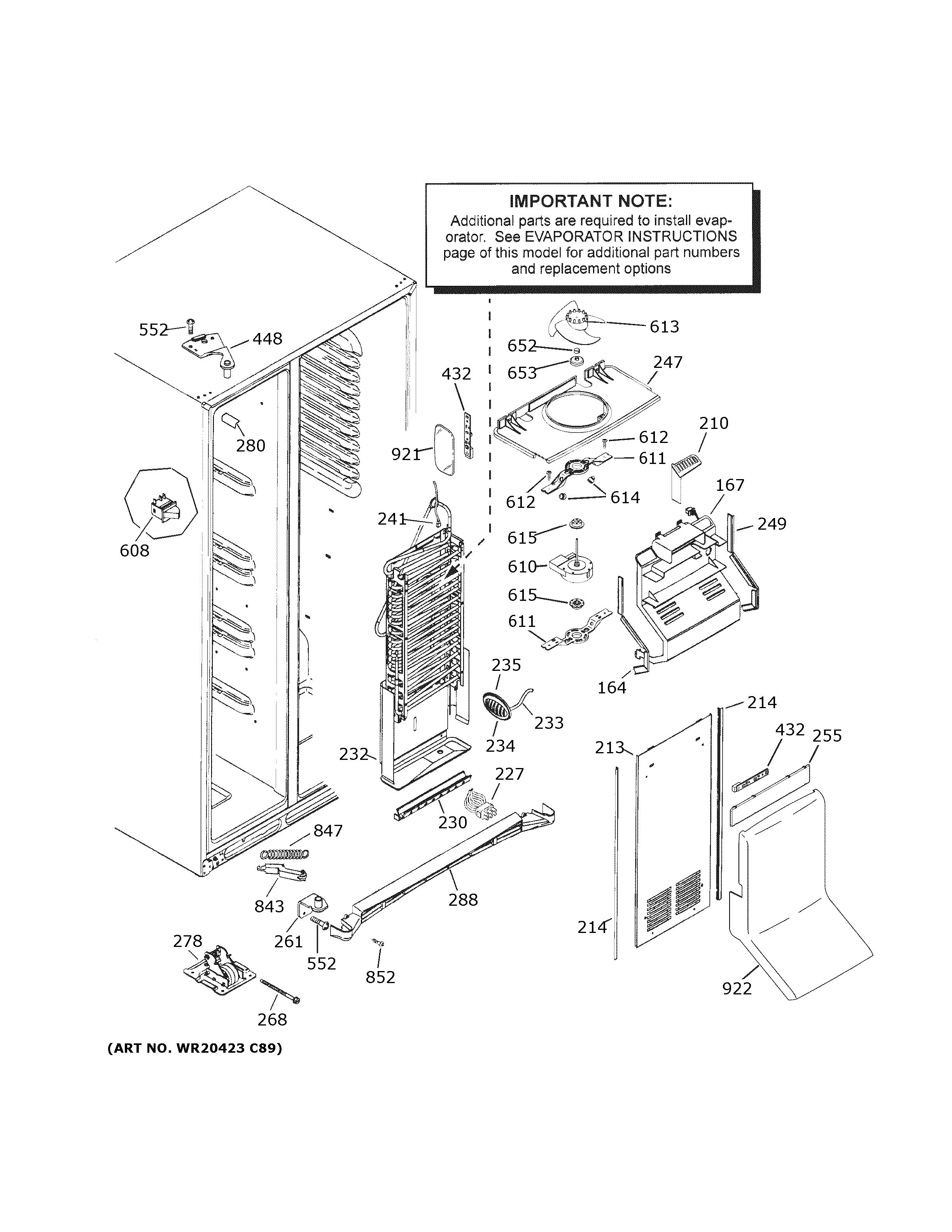 GE GZS22IMNSHES freezer section diagram