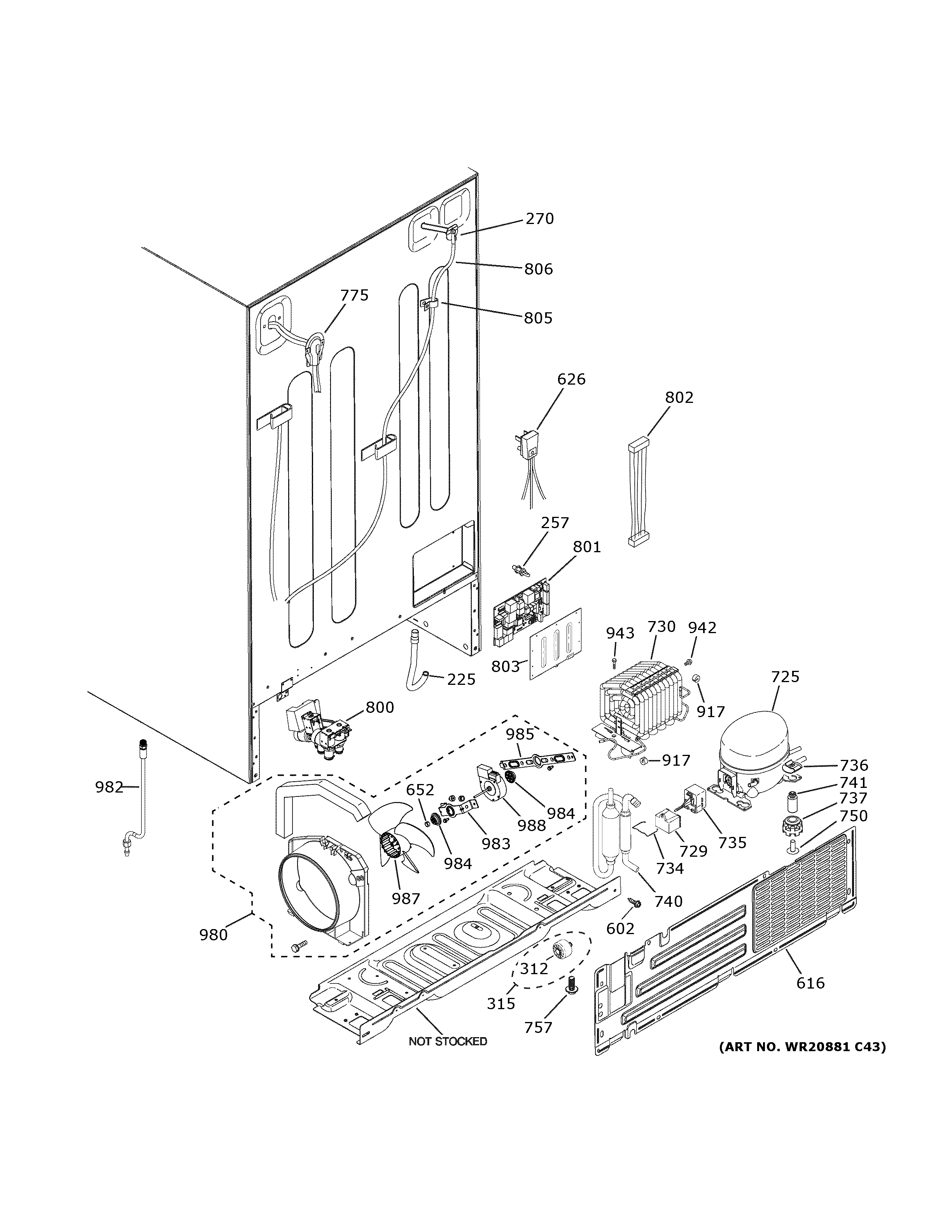 GE GZS22IMNSHES machine compartment diagram