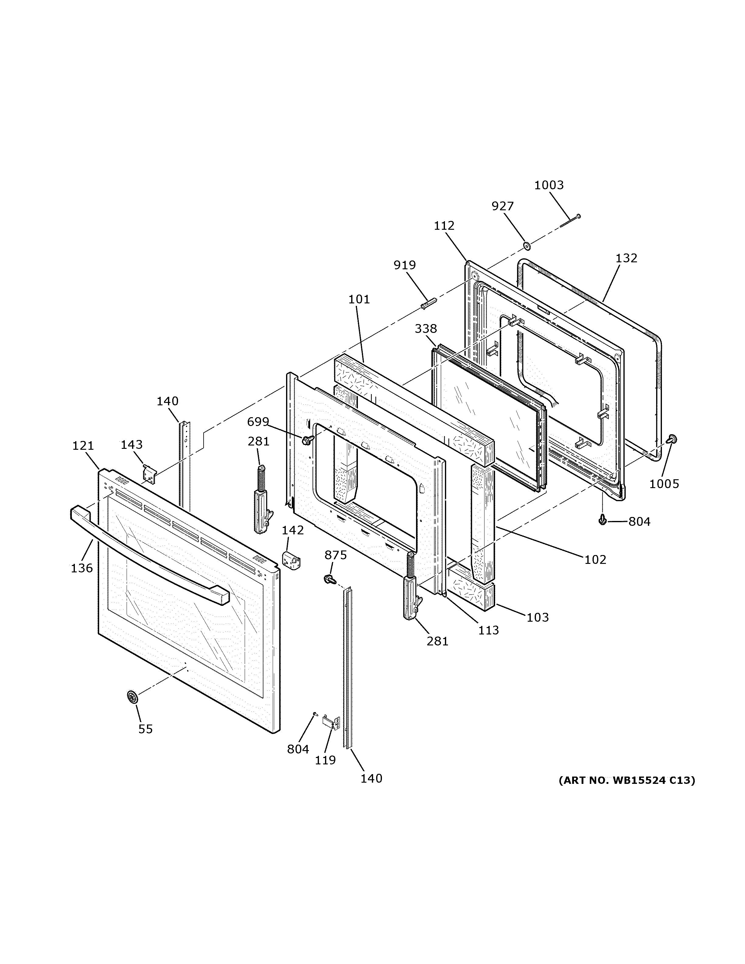 GE JS760DP2BB door diagram