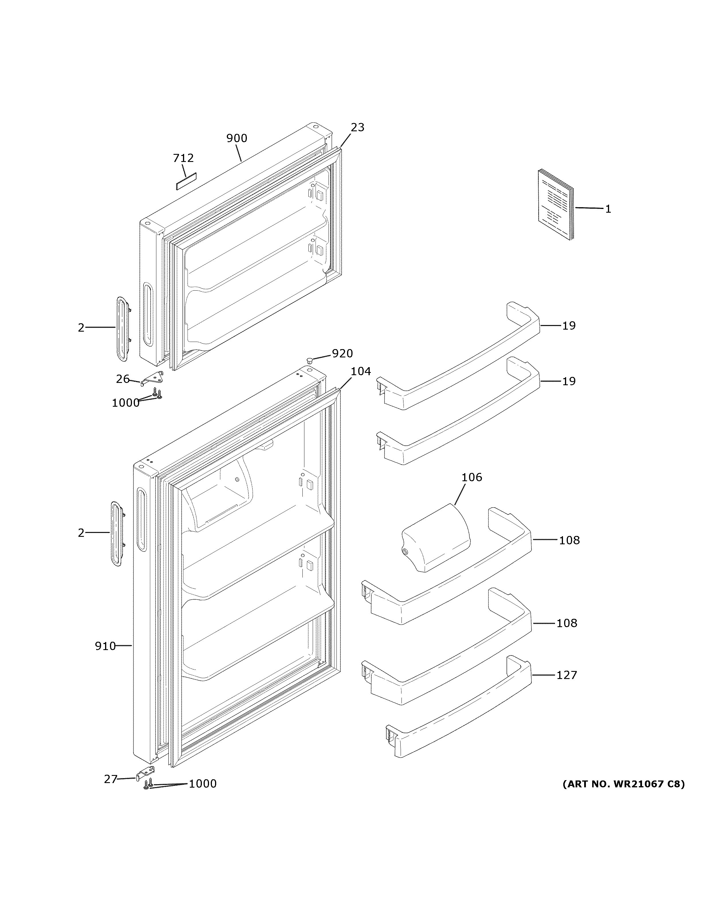 Hotpoint HPS18BTNFRWW doors diagram