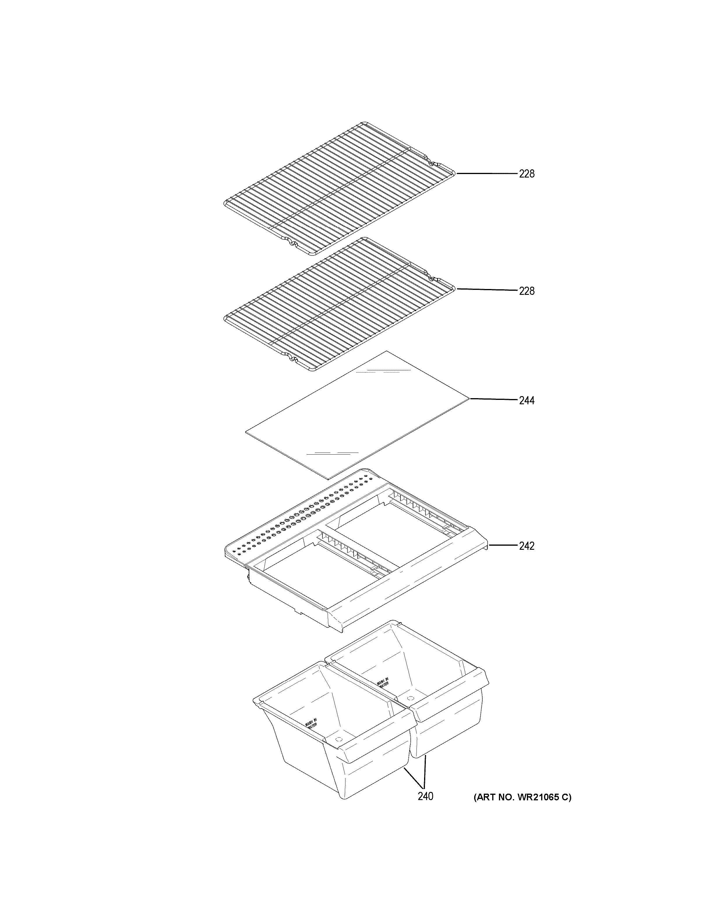 Hotpoint HPS18BGNFRSH fresh food shelves diagram