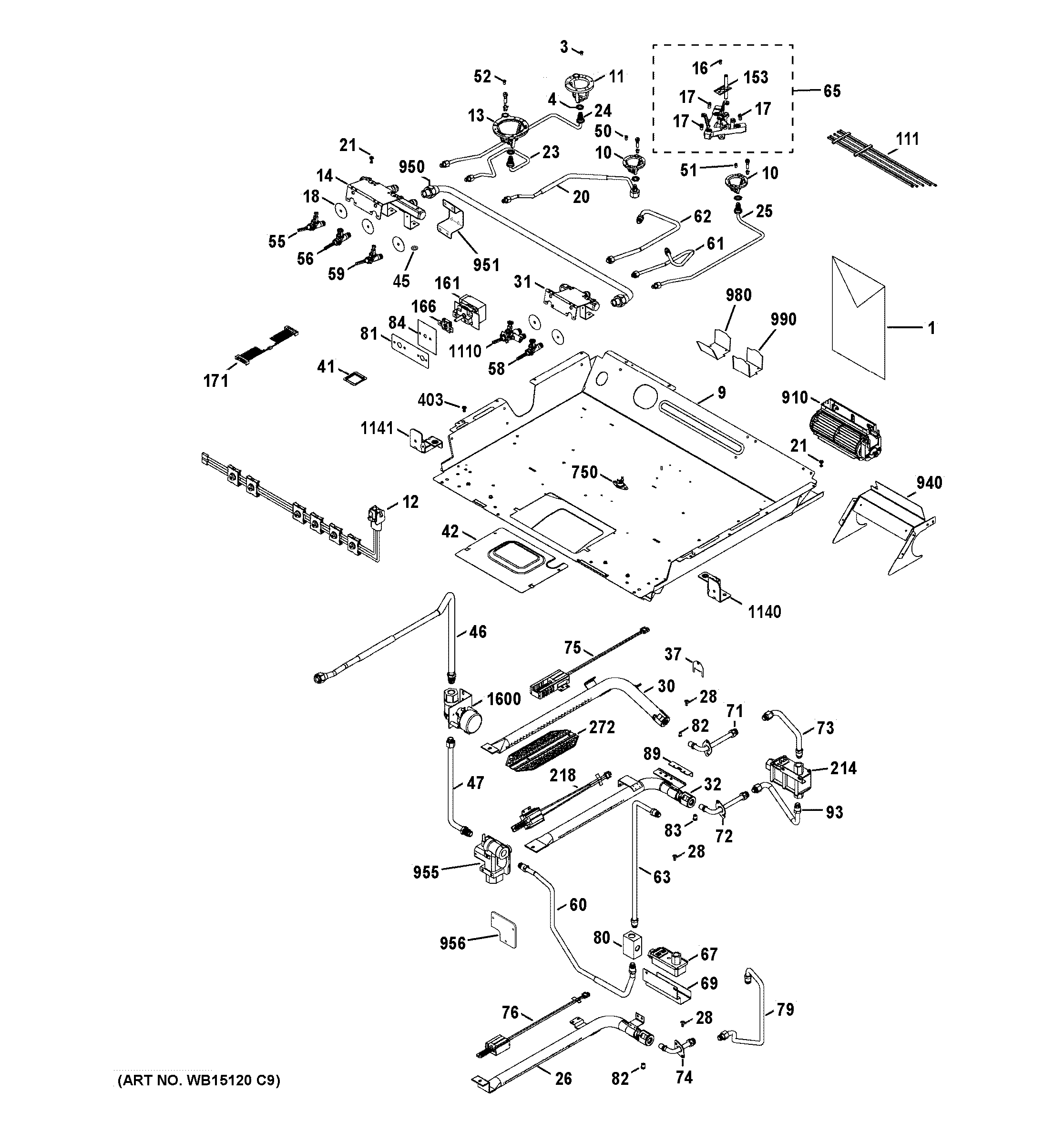 GE CGS990SET4SS gas & burner parts diagram