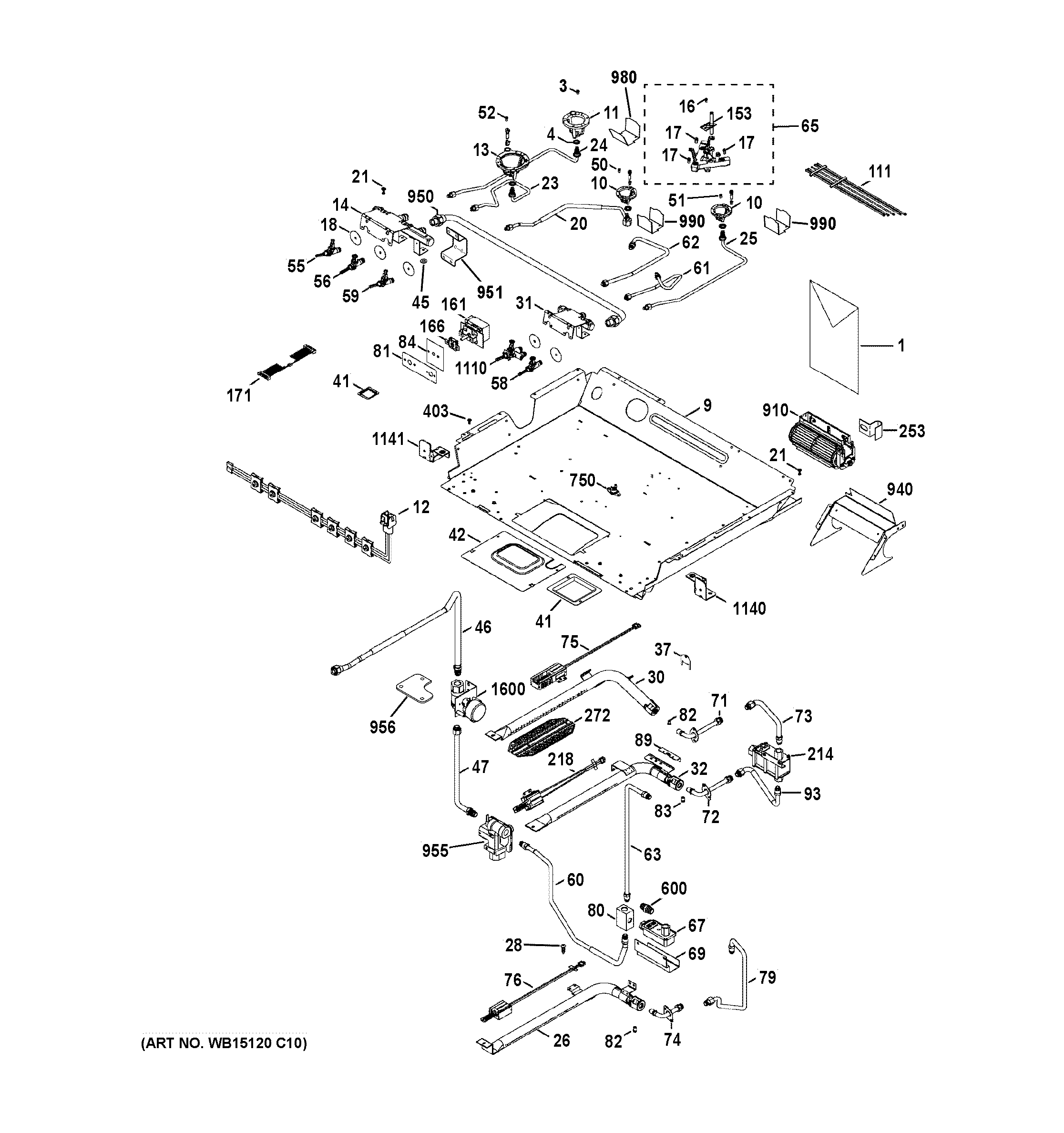 GE CGS990SET6SS gas & burner parts diagram