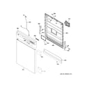 GE GDF450PGR1WW escutcheon & door assembly diagram