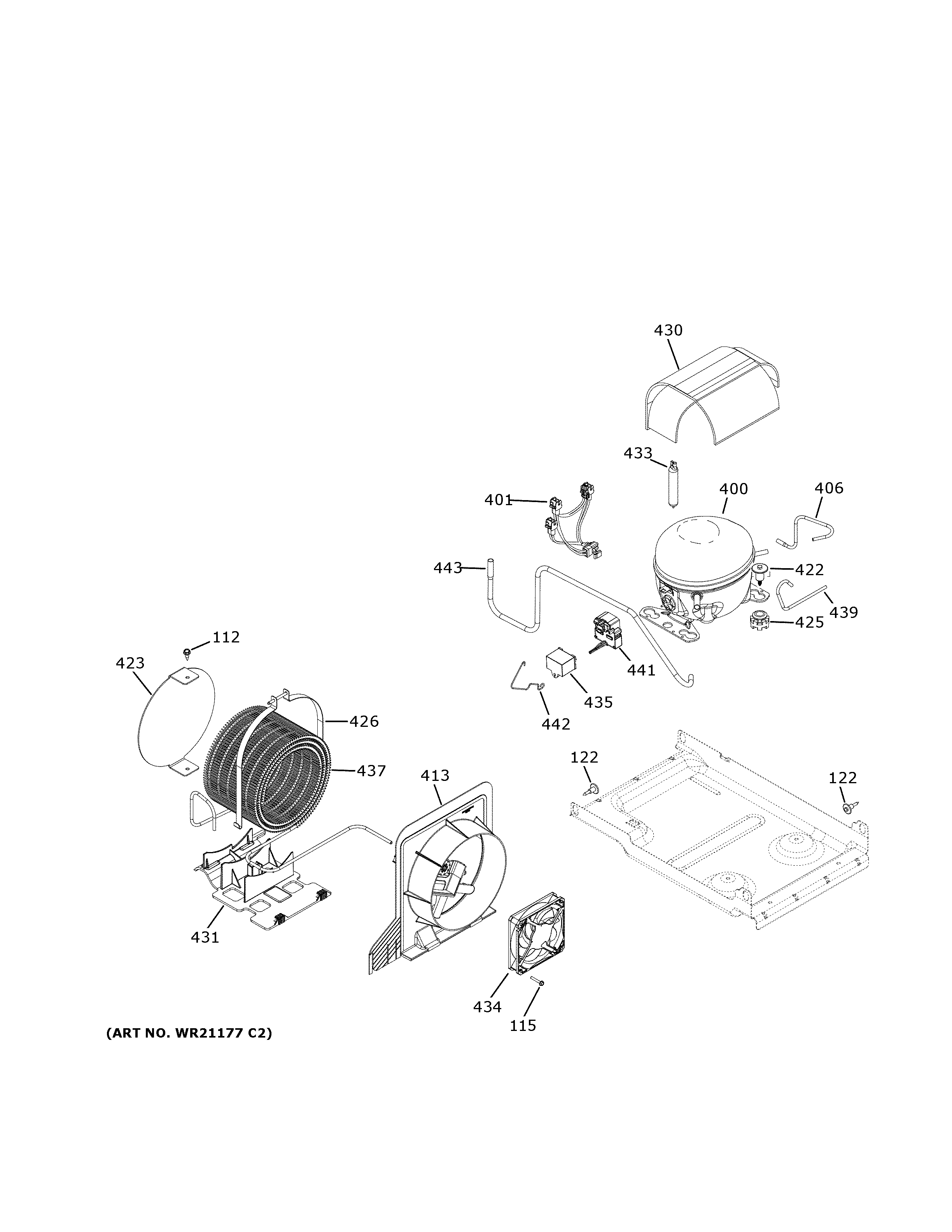 GE ZIF241NPPBII machine compartment diagram