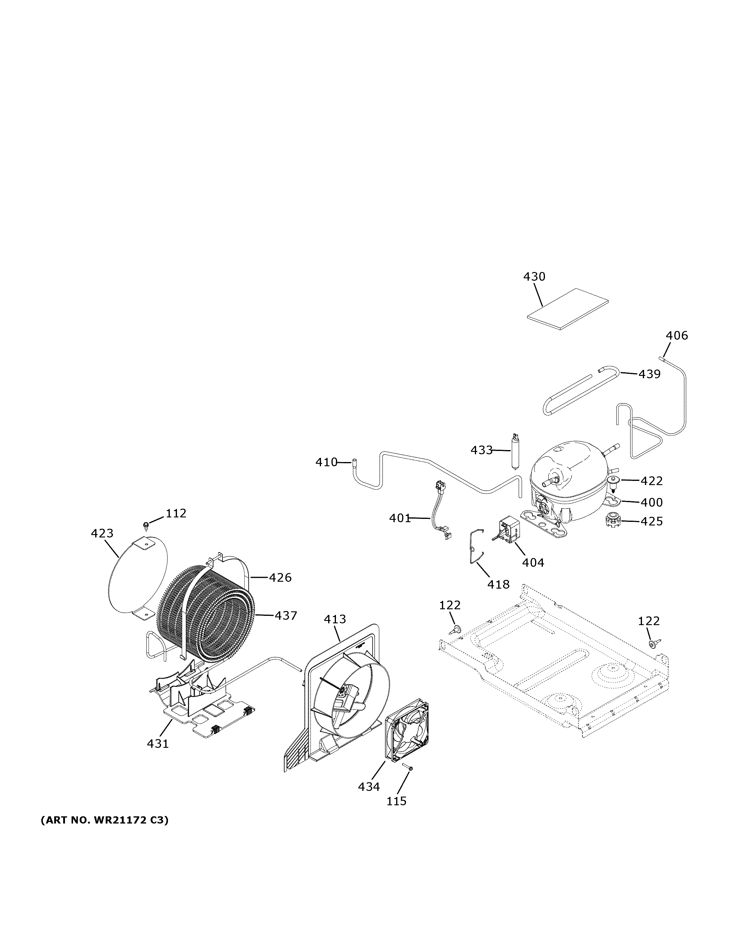 GE ZIR301NPPBII machine compartment diagram