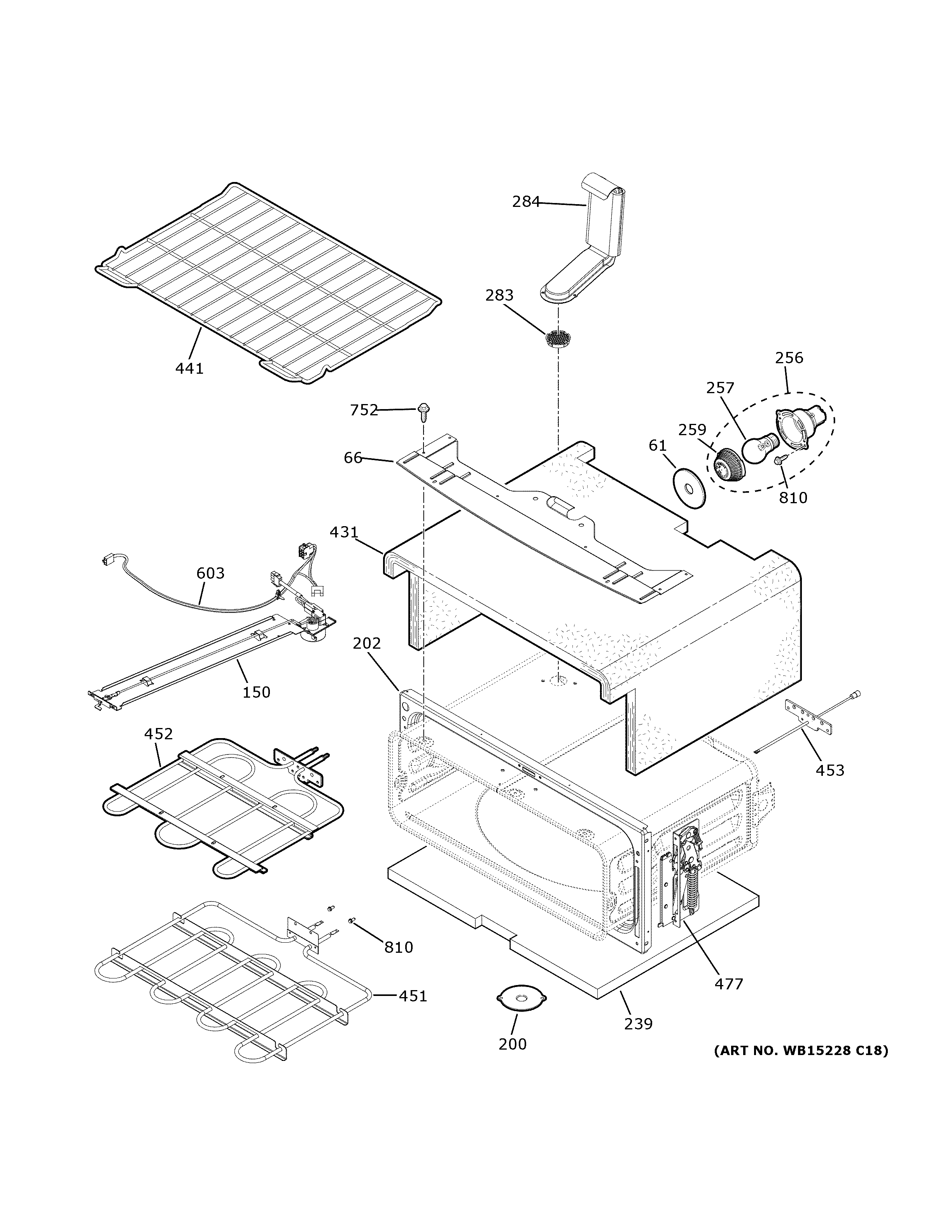 GE JB860SJASS upper oven diagram