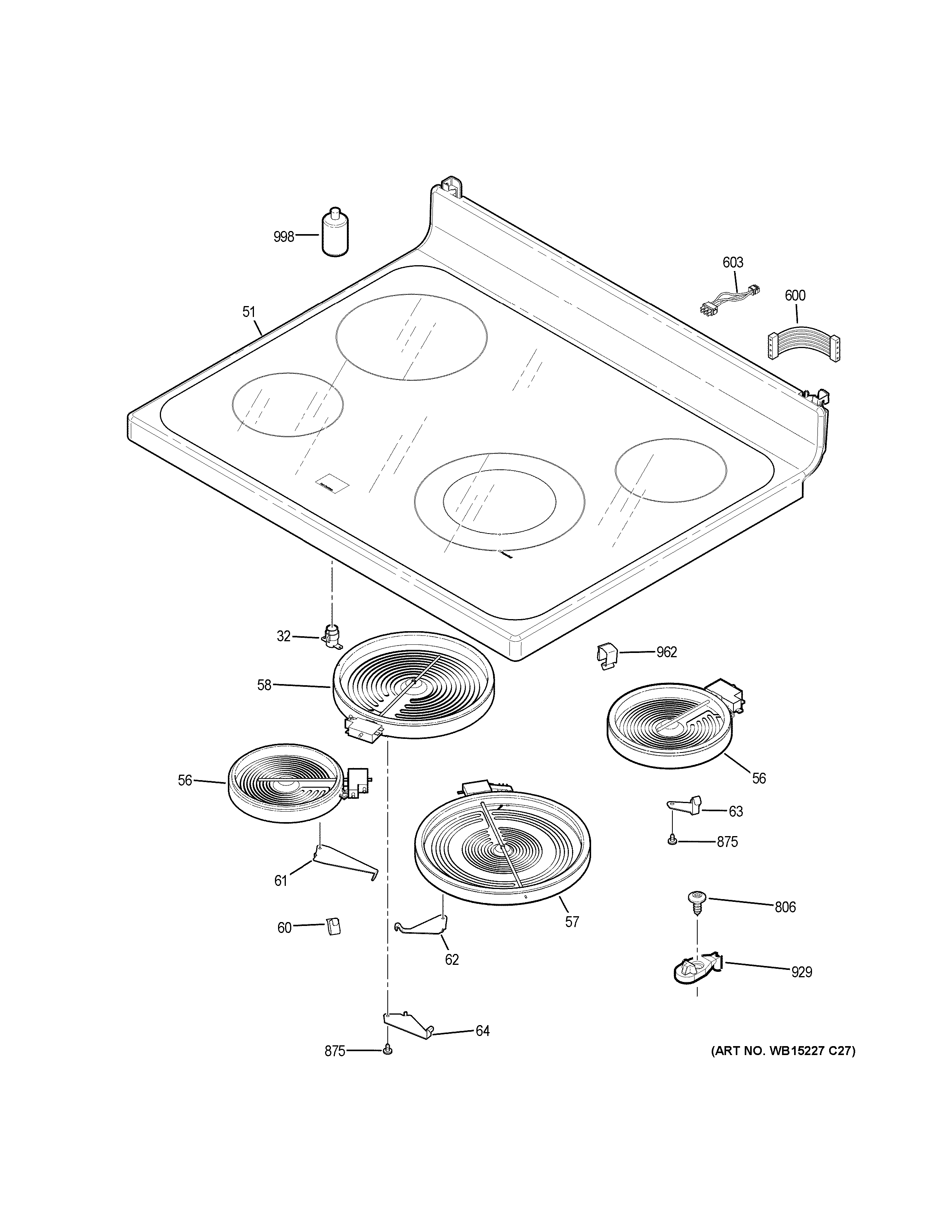 GE JBS60DK6BB cooktop diagram