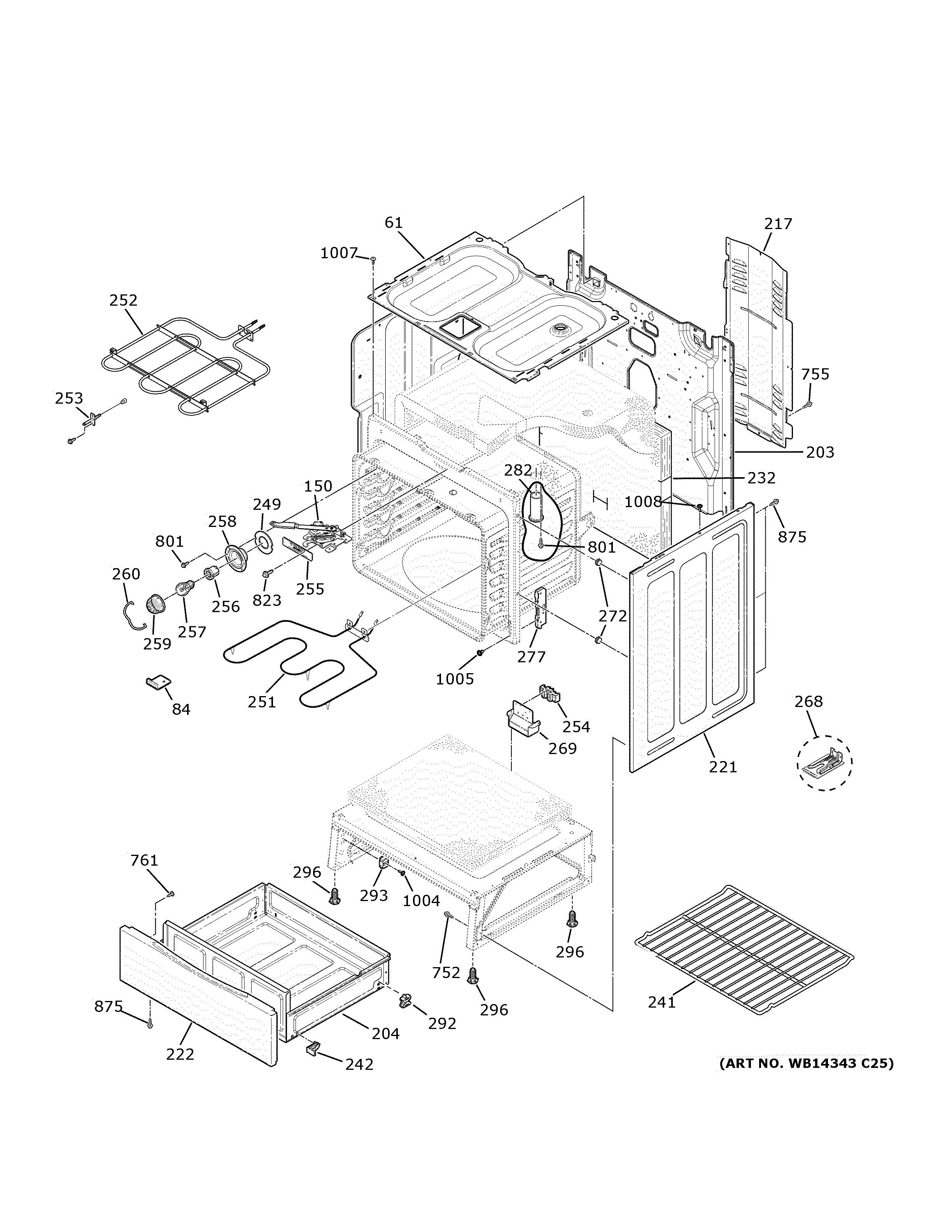 GE XB258DM2BB body parts diagram