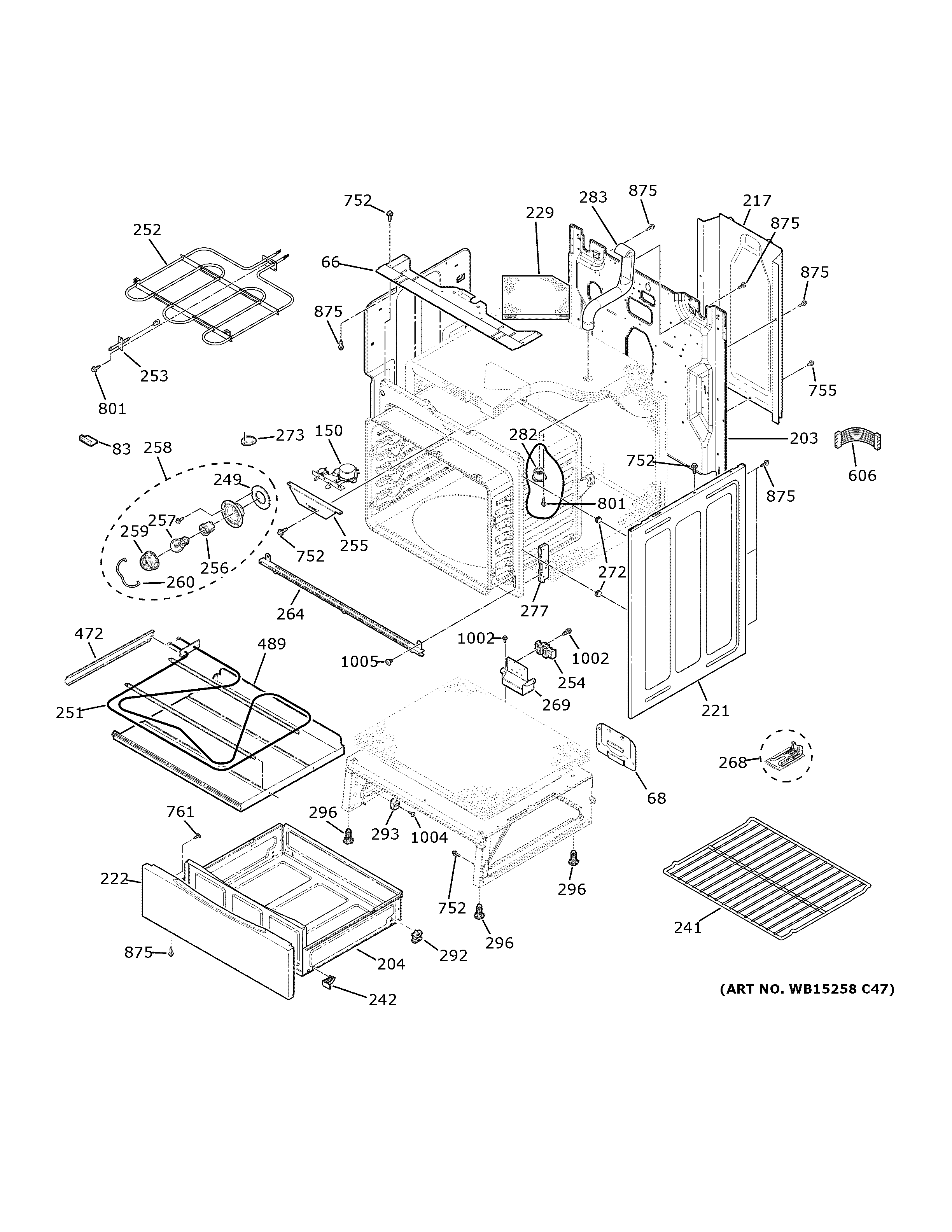 GE JB735FP1DS body parts diagram