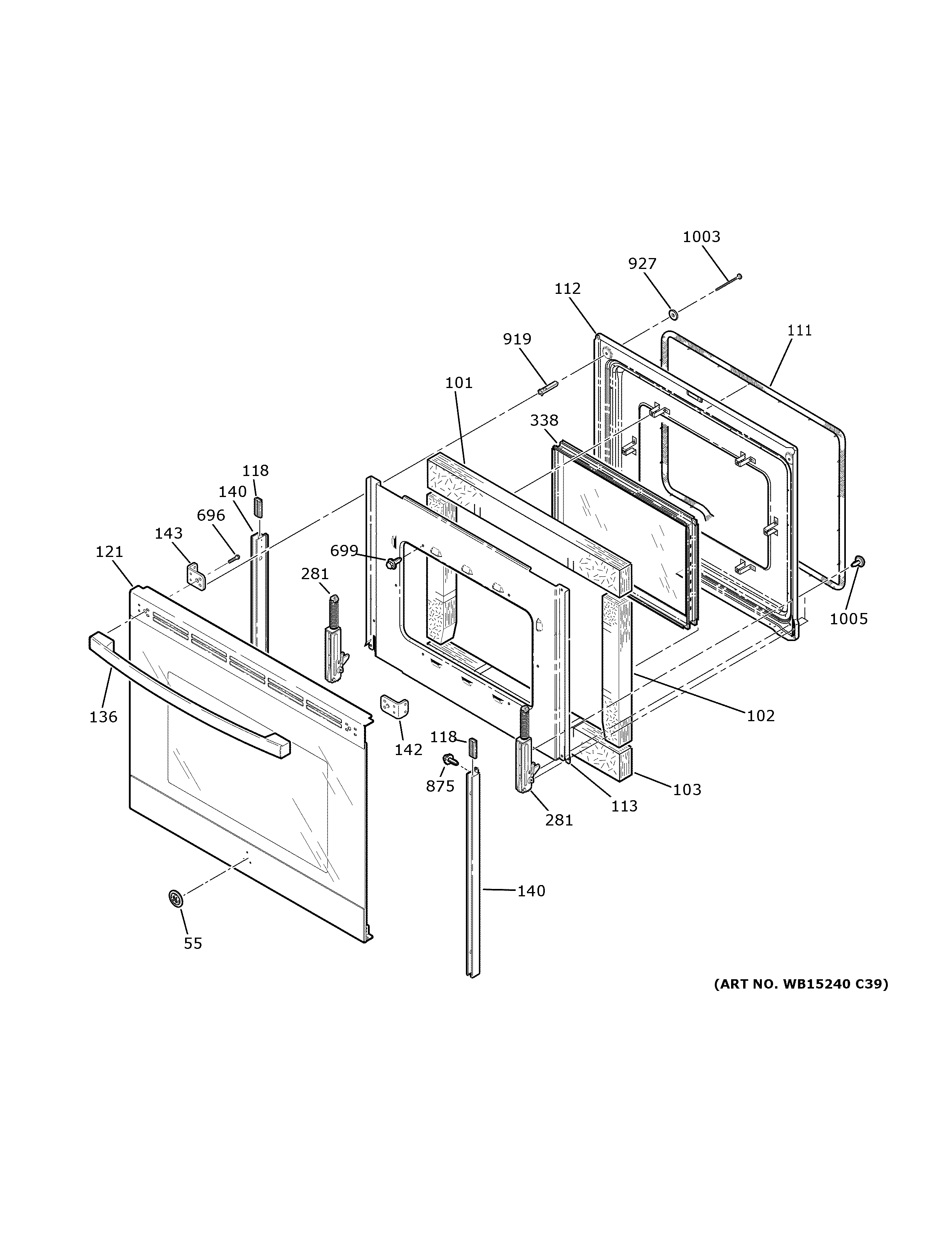 GE JB735FP1DS door diagram