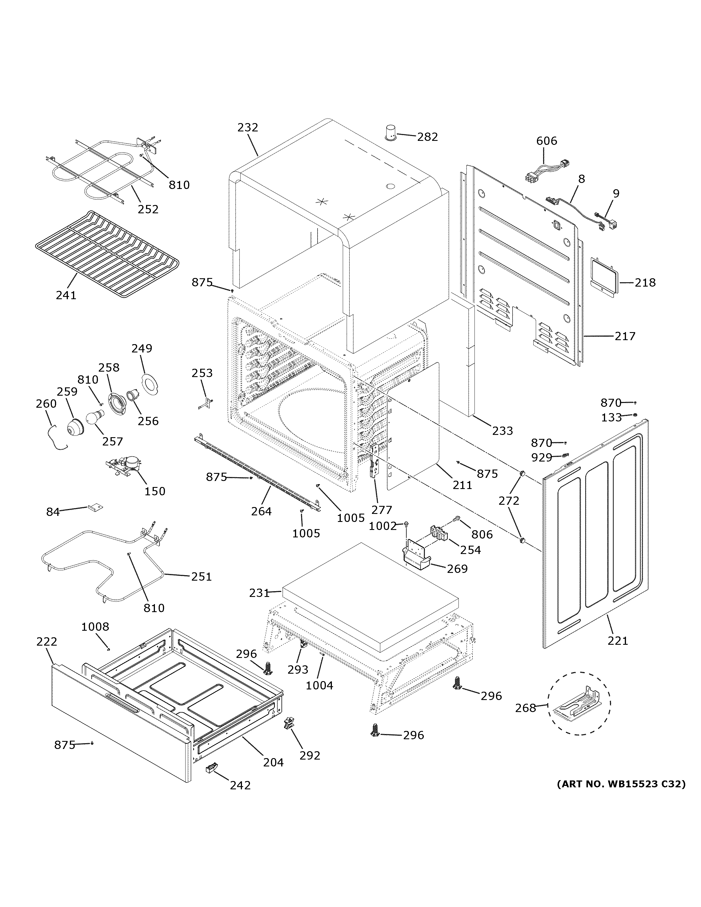 GE JS645FL5DS body parts diagram