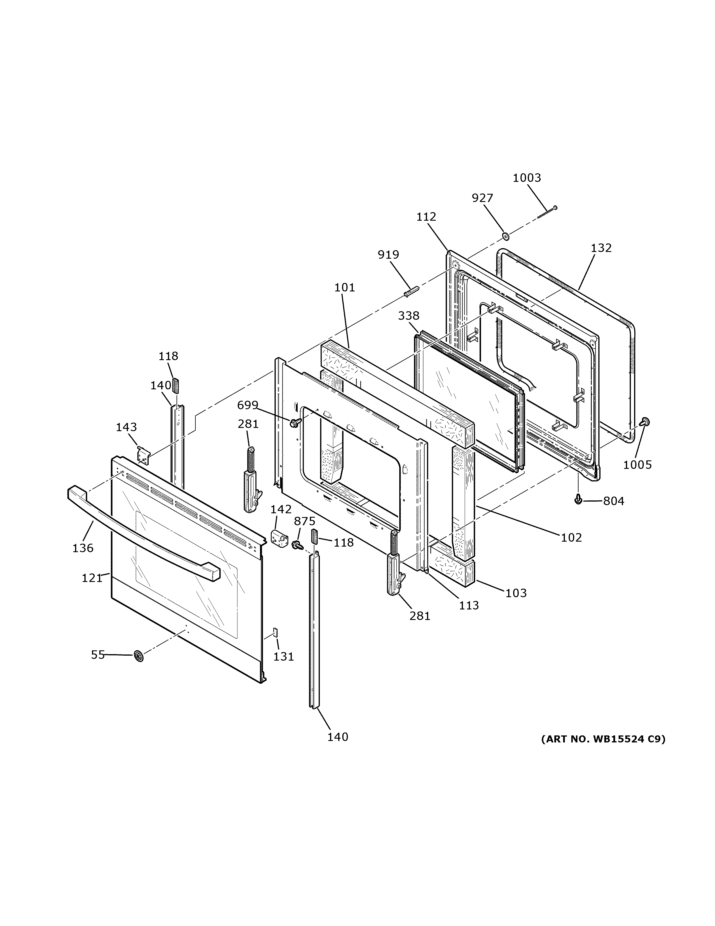 GE JS645FL5DS door diagram