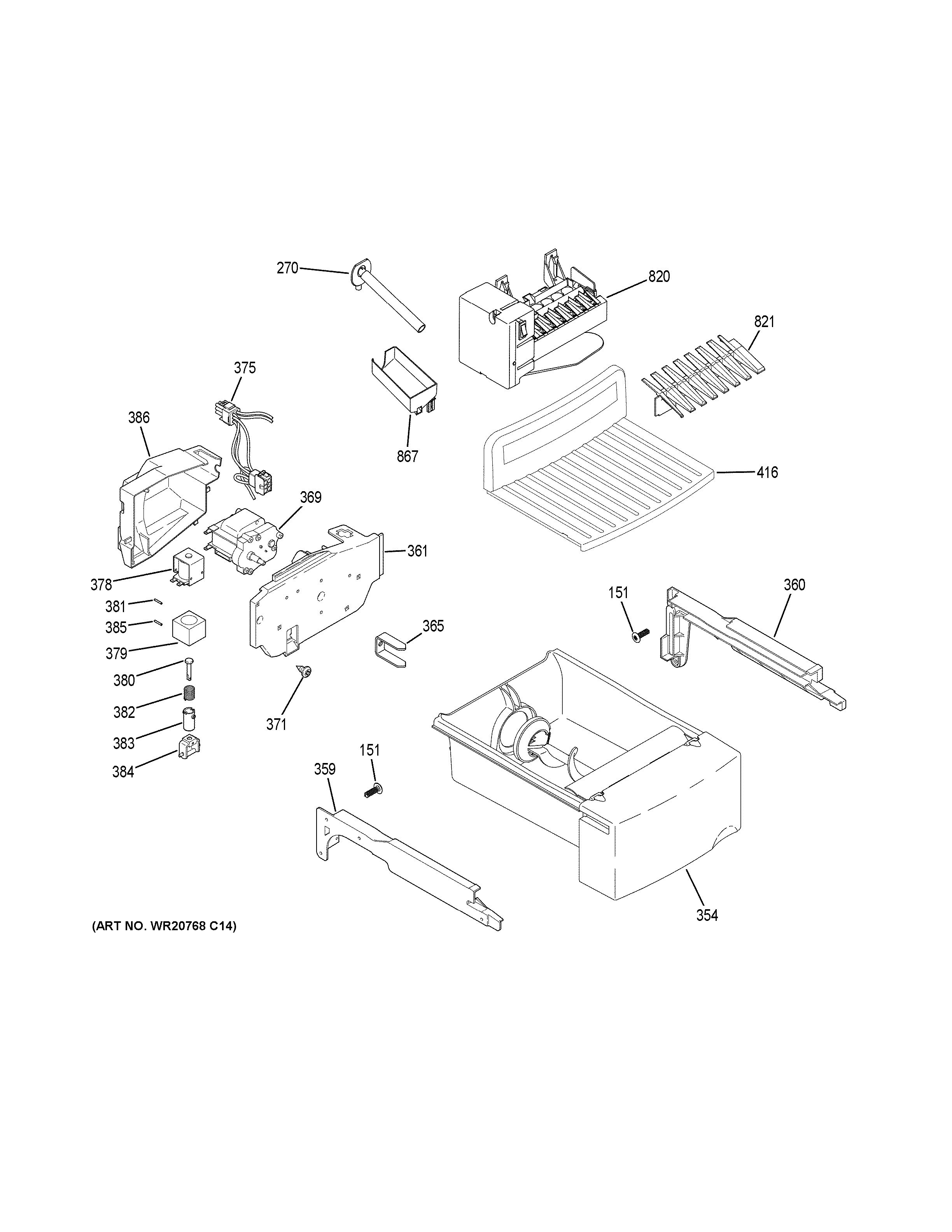 GE GZS22IYNRHFS ice maker & dispenser diagram