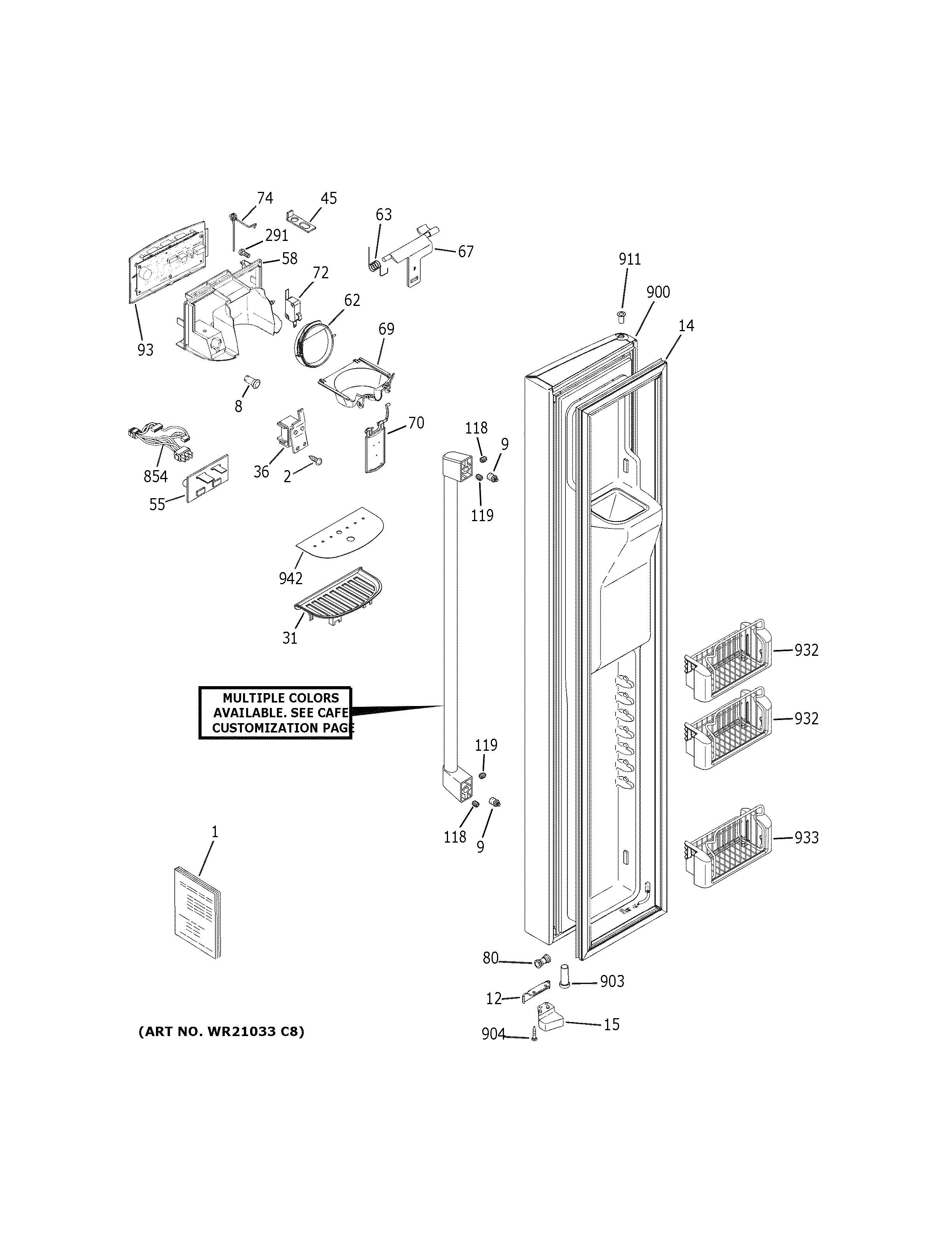 GE CZS22MP2NES1 freezer door diagram