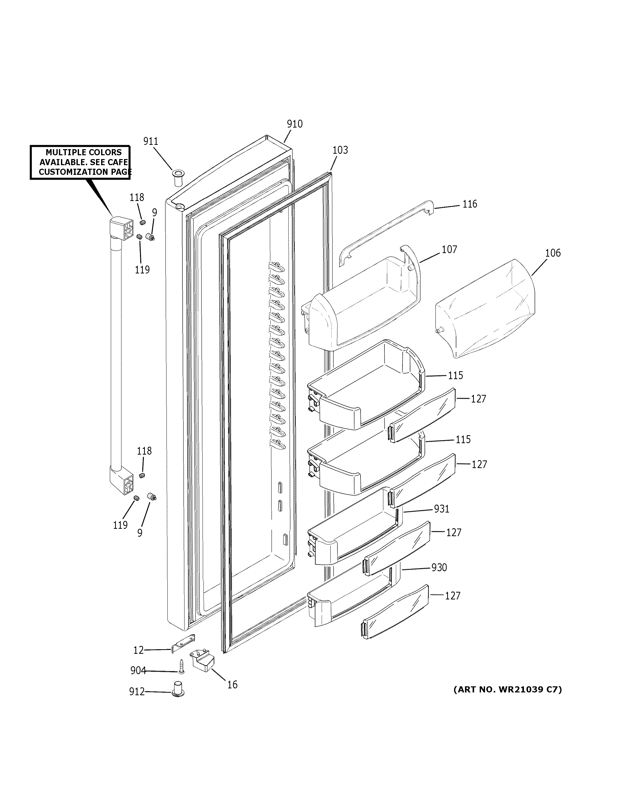GE CZS22MP2NES1 fresh food door diagram