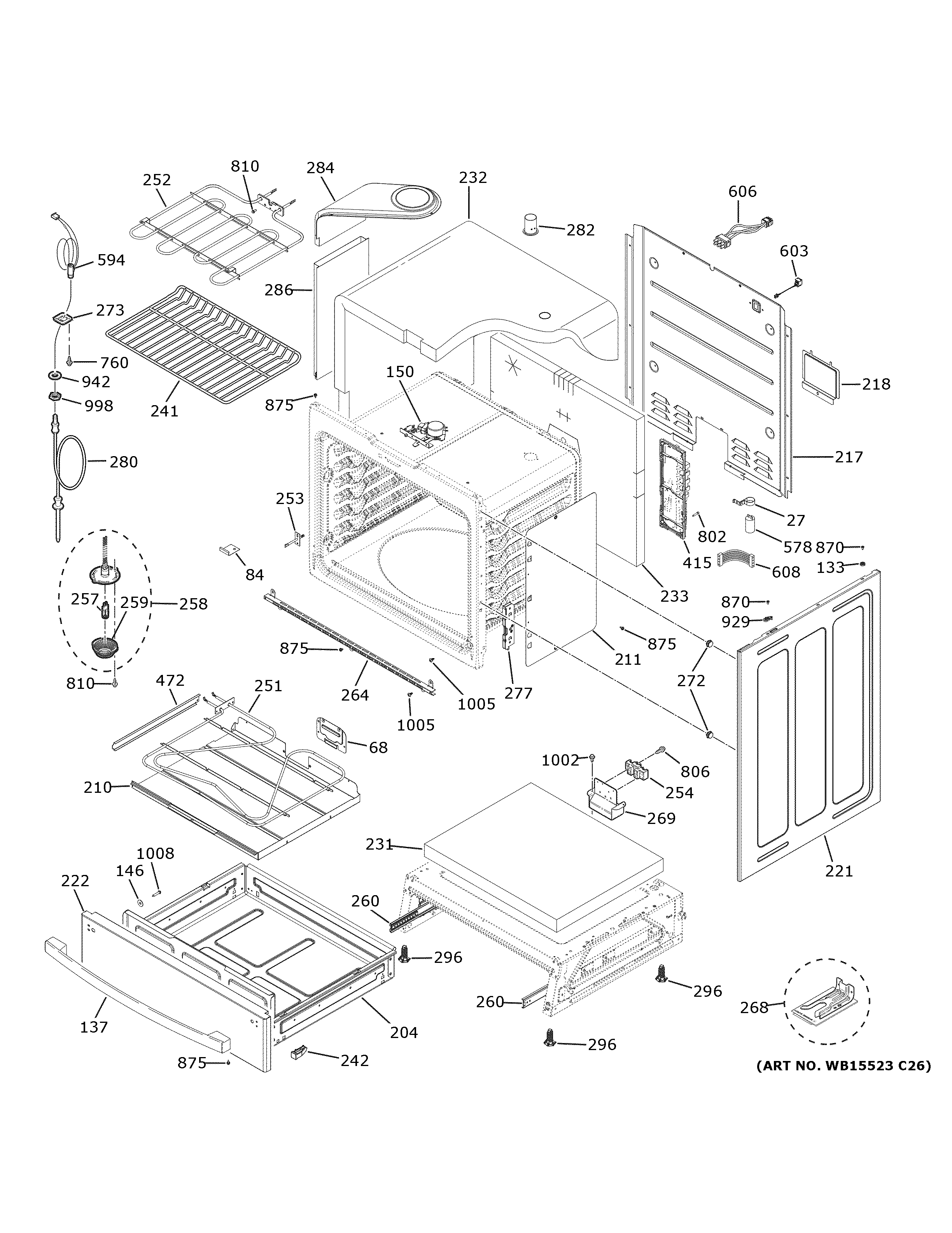 GE PHS930YP1FS body parts diagram