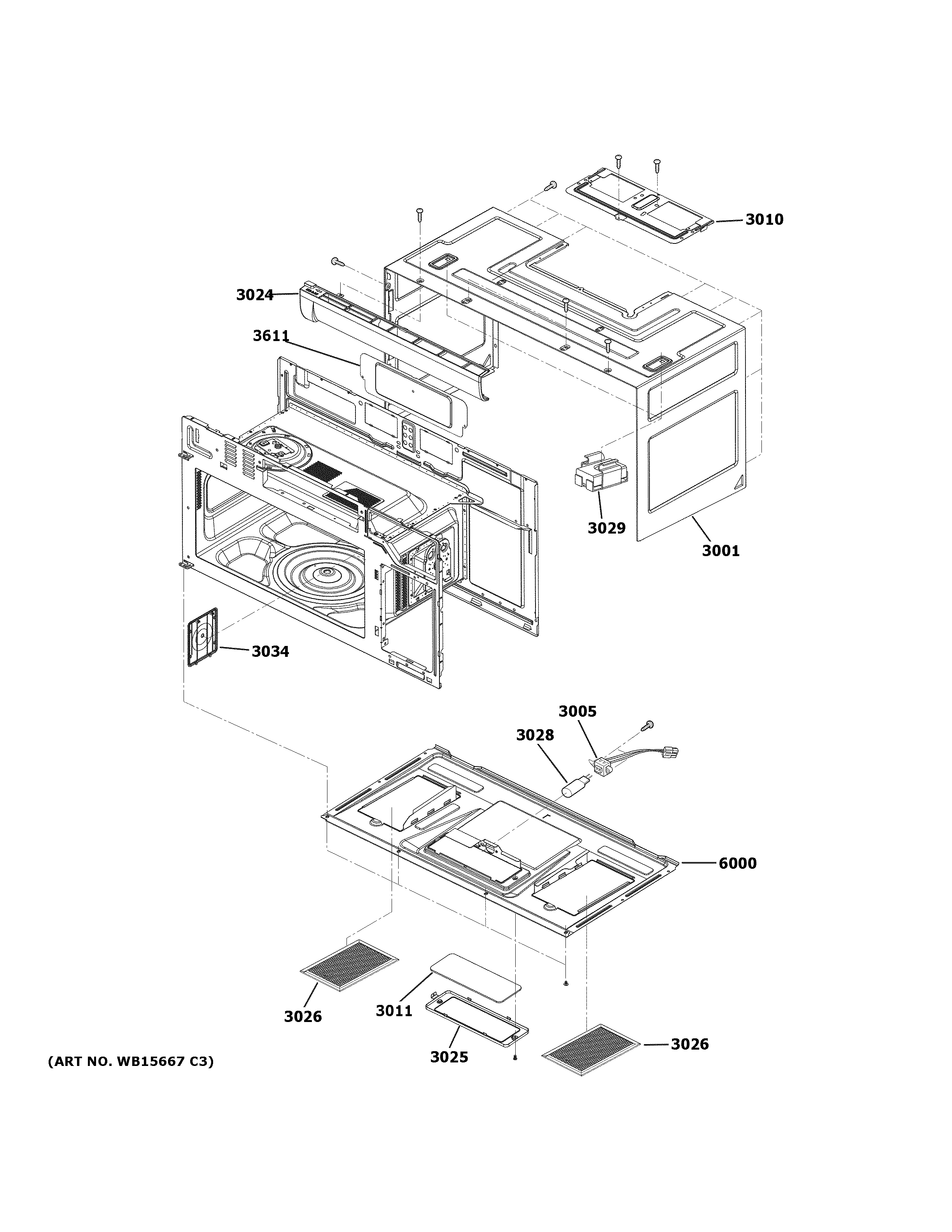 GE PVM9005FM8DS oven cavity parts diagram