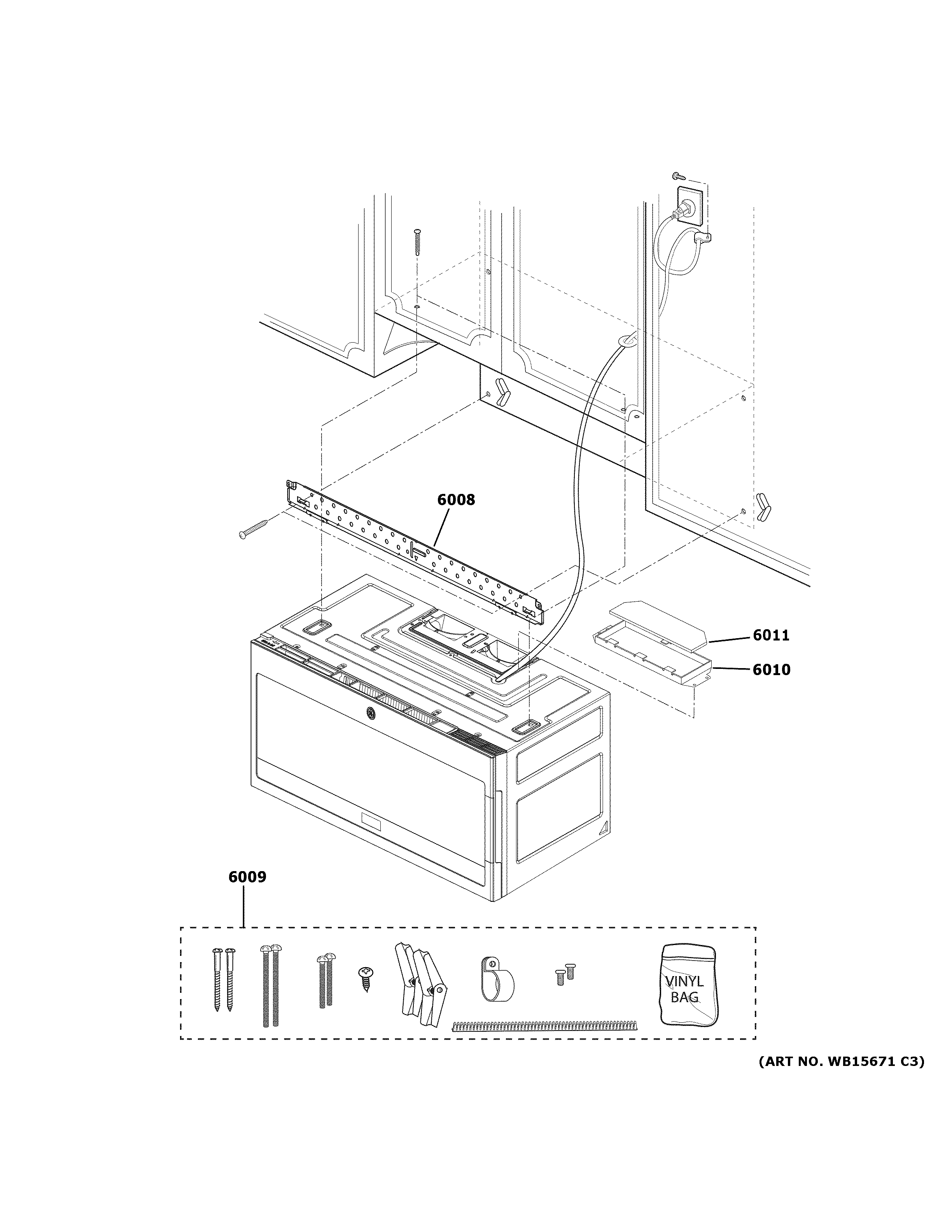 GE PVM9005FM8DS installation parts diagram