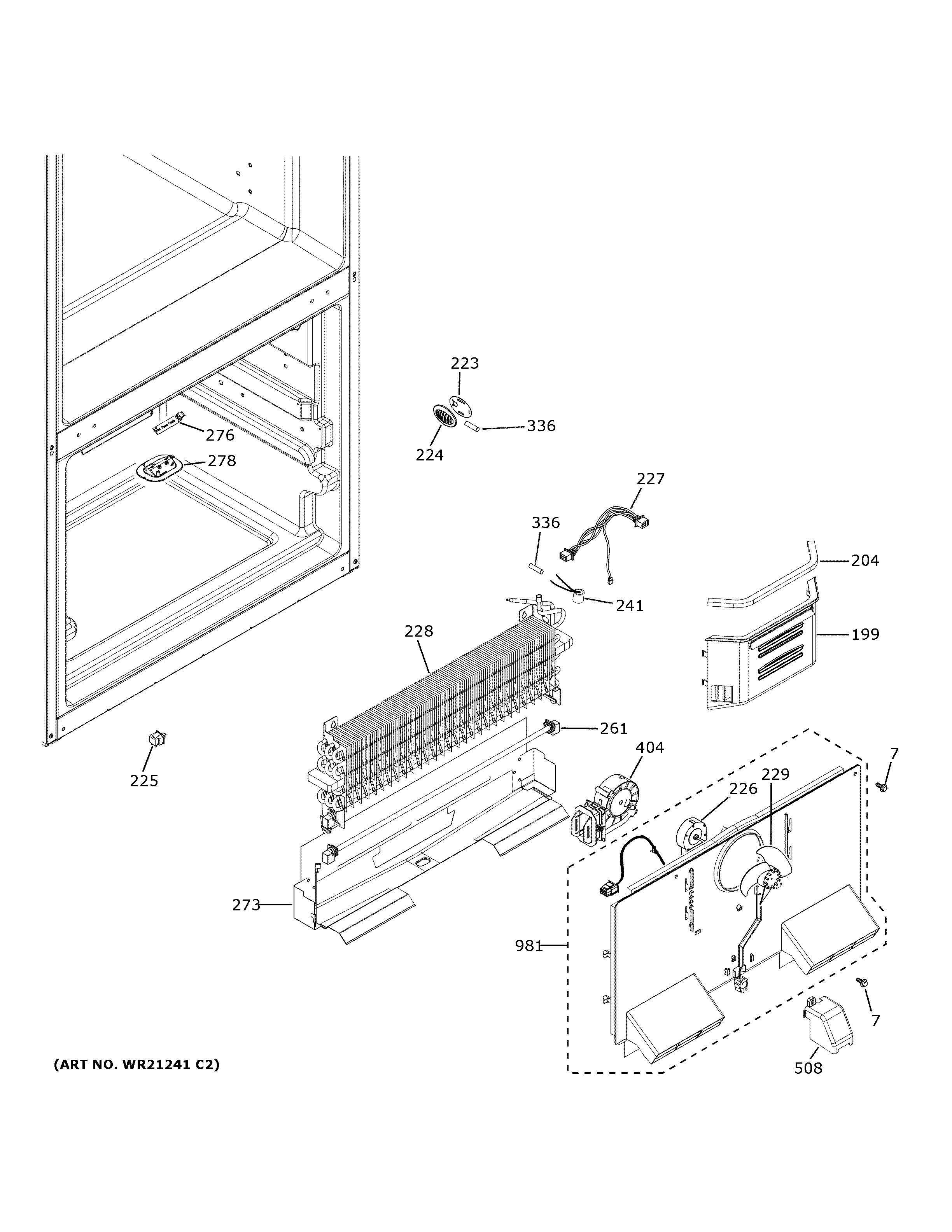 GE GYE18JSLPFSS freezer section diagram