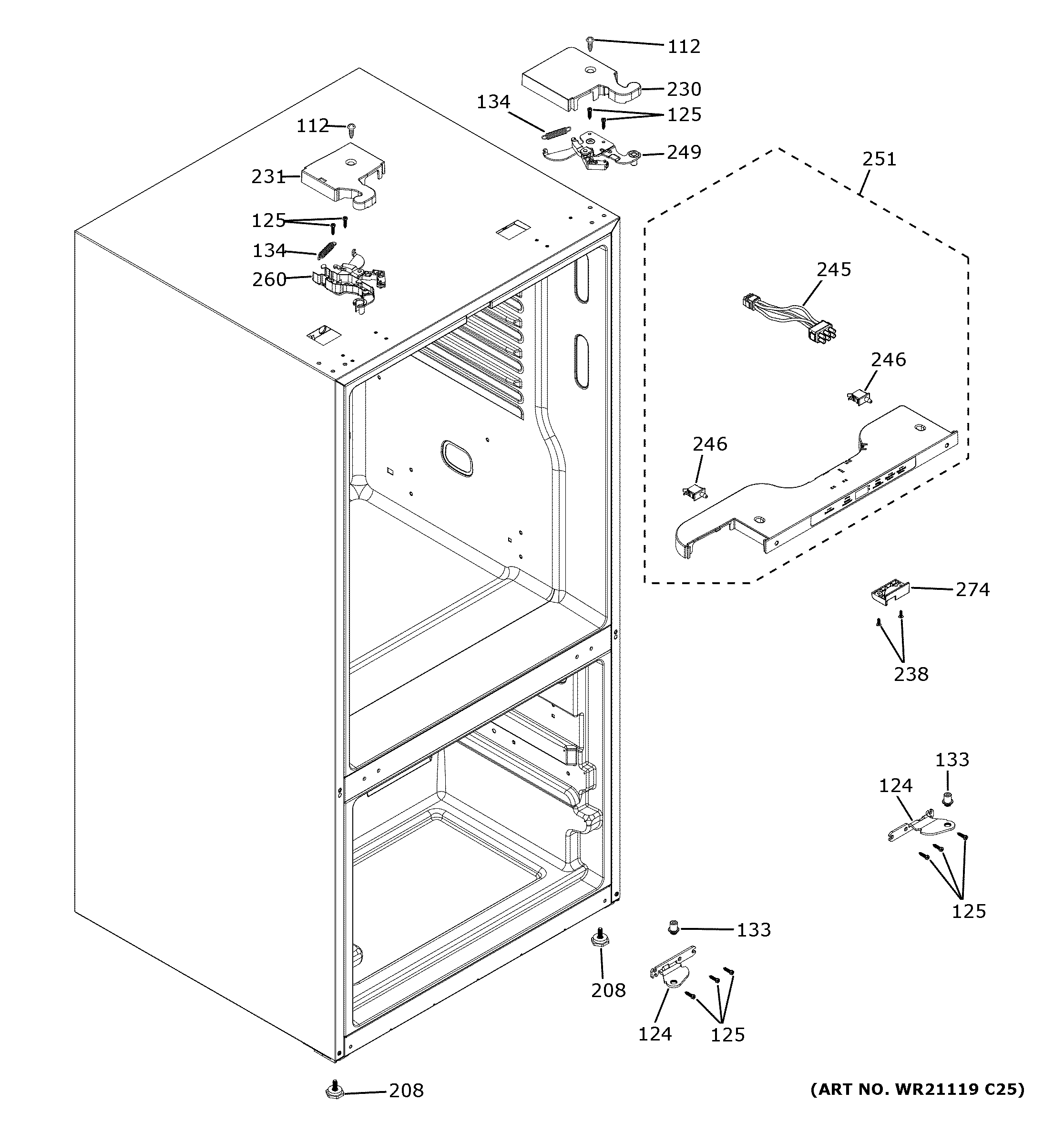 GE GYE18JSLPFSS case parts diagram