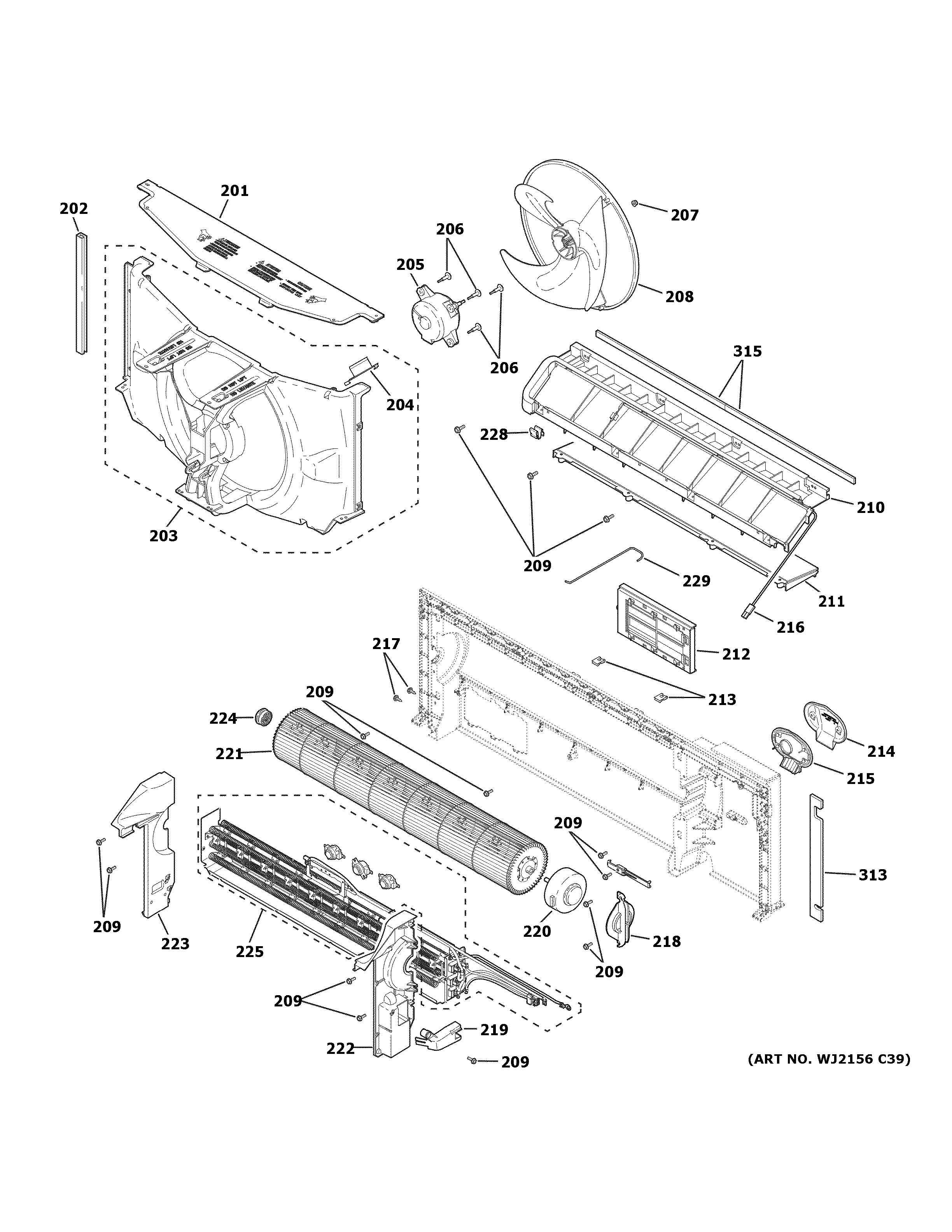 GE AZ65H12EACW7 motor & chassis parts diagram
