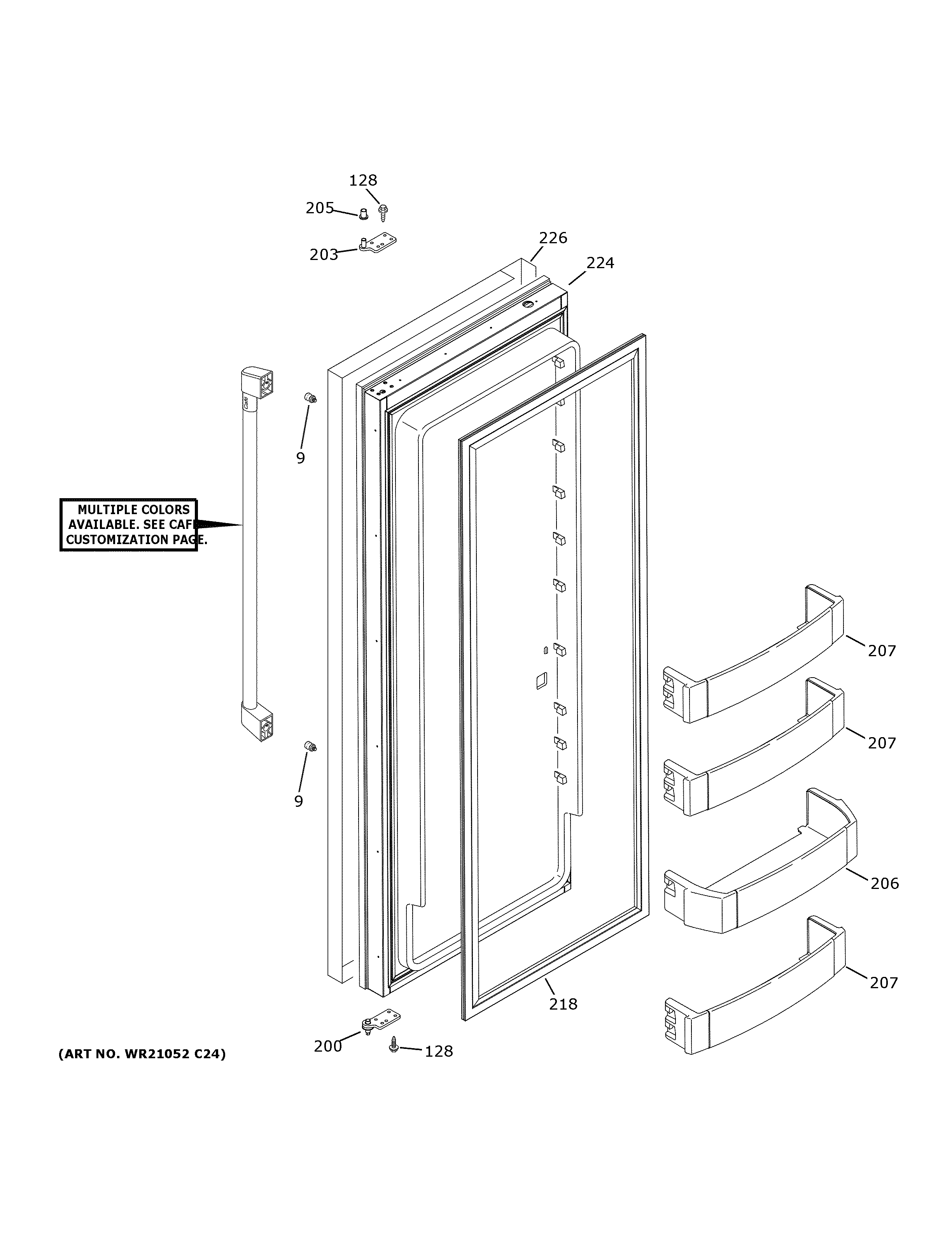 GE CSB48WP2RBS1 fresh food door diagram