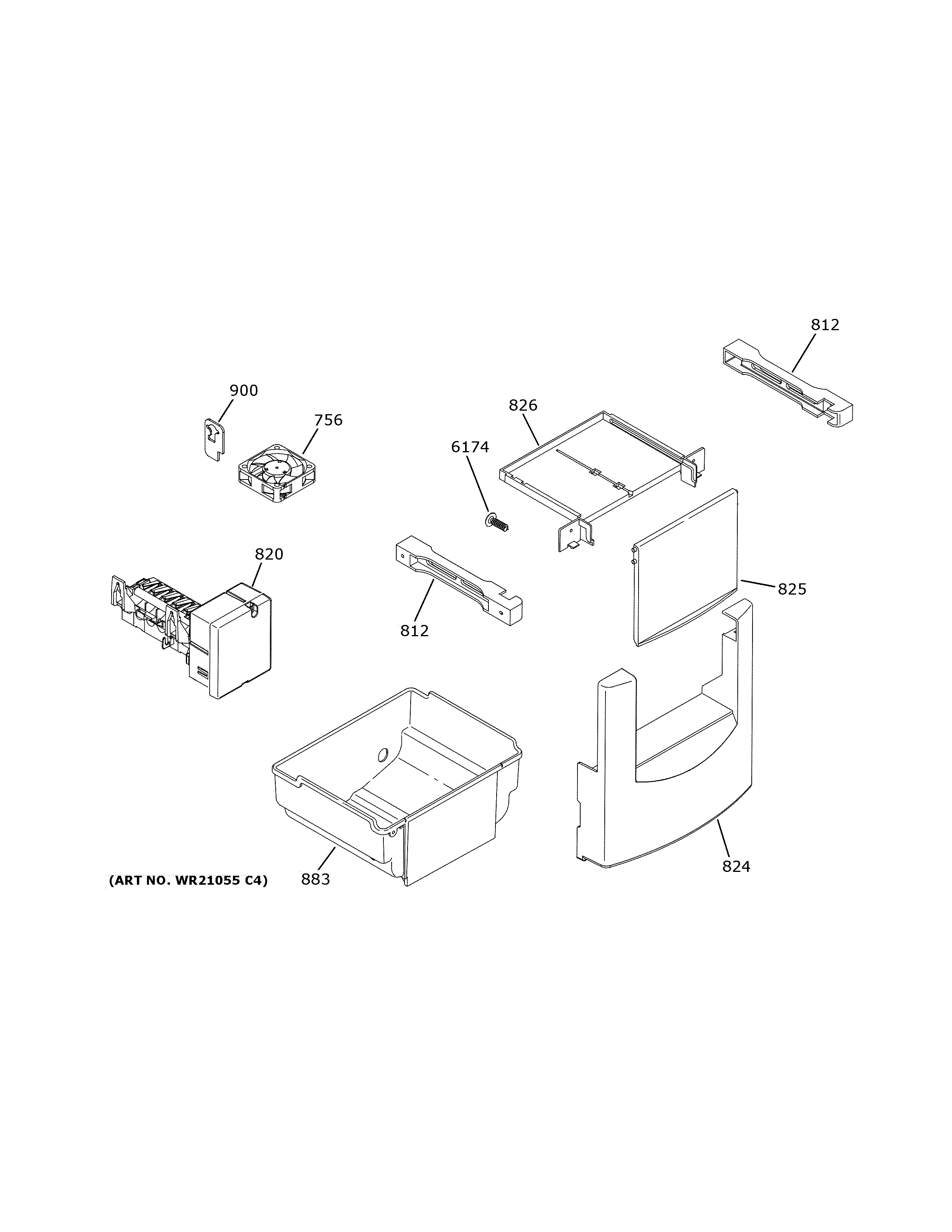 GE CSB48WP2RBS1 ice maker & dispenser diagram