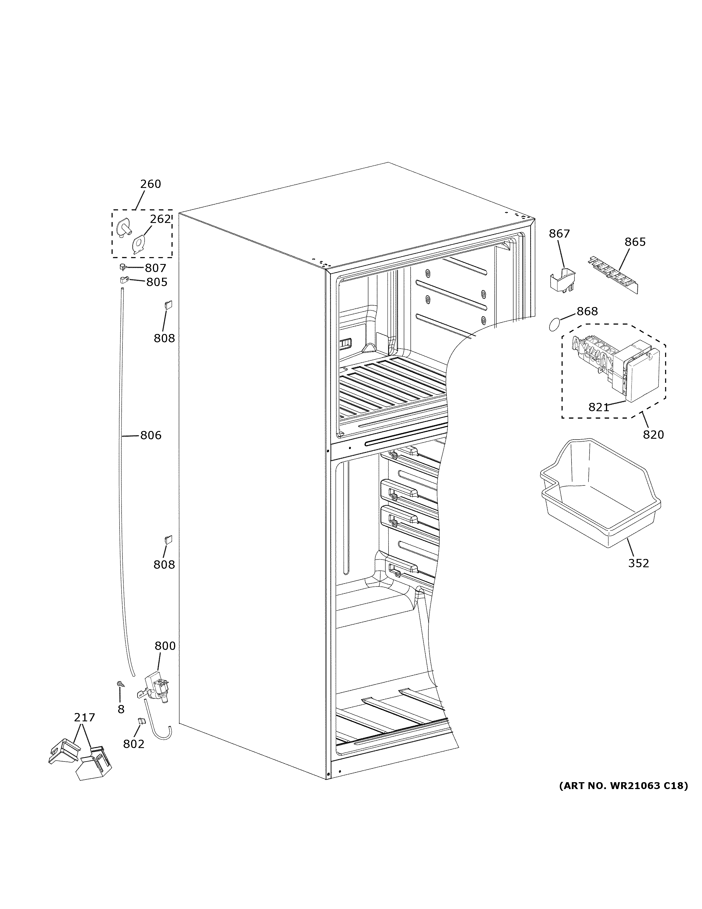 GE GIE21GTHFWW ice maker diagram