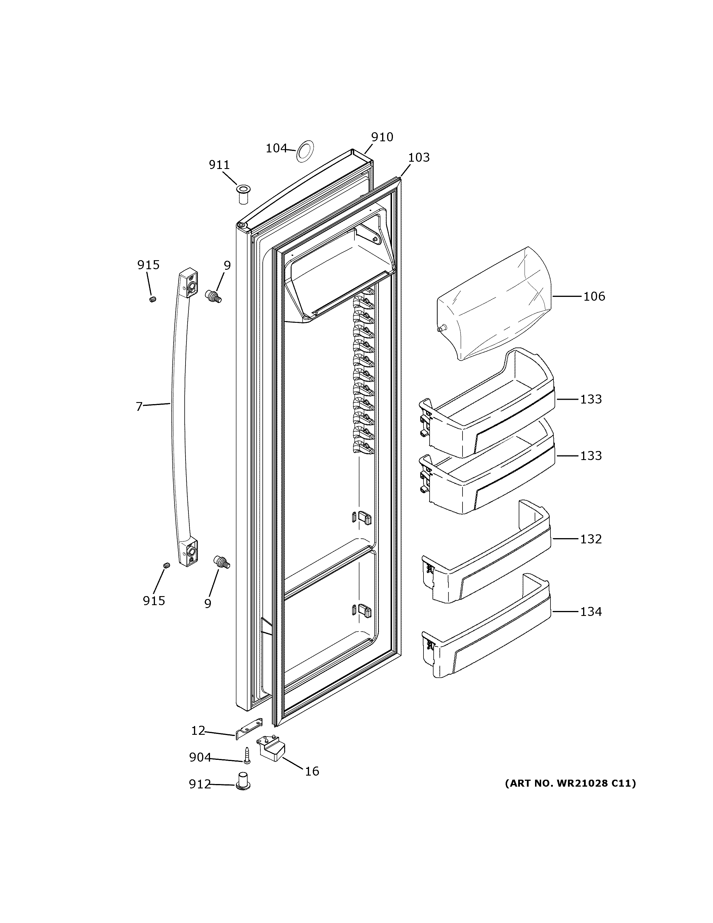 GE GSS23GGPBCCC fresh food door diagram