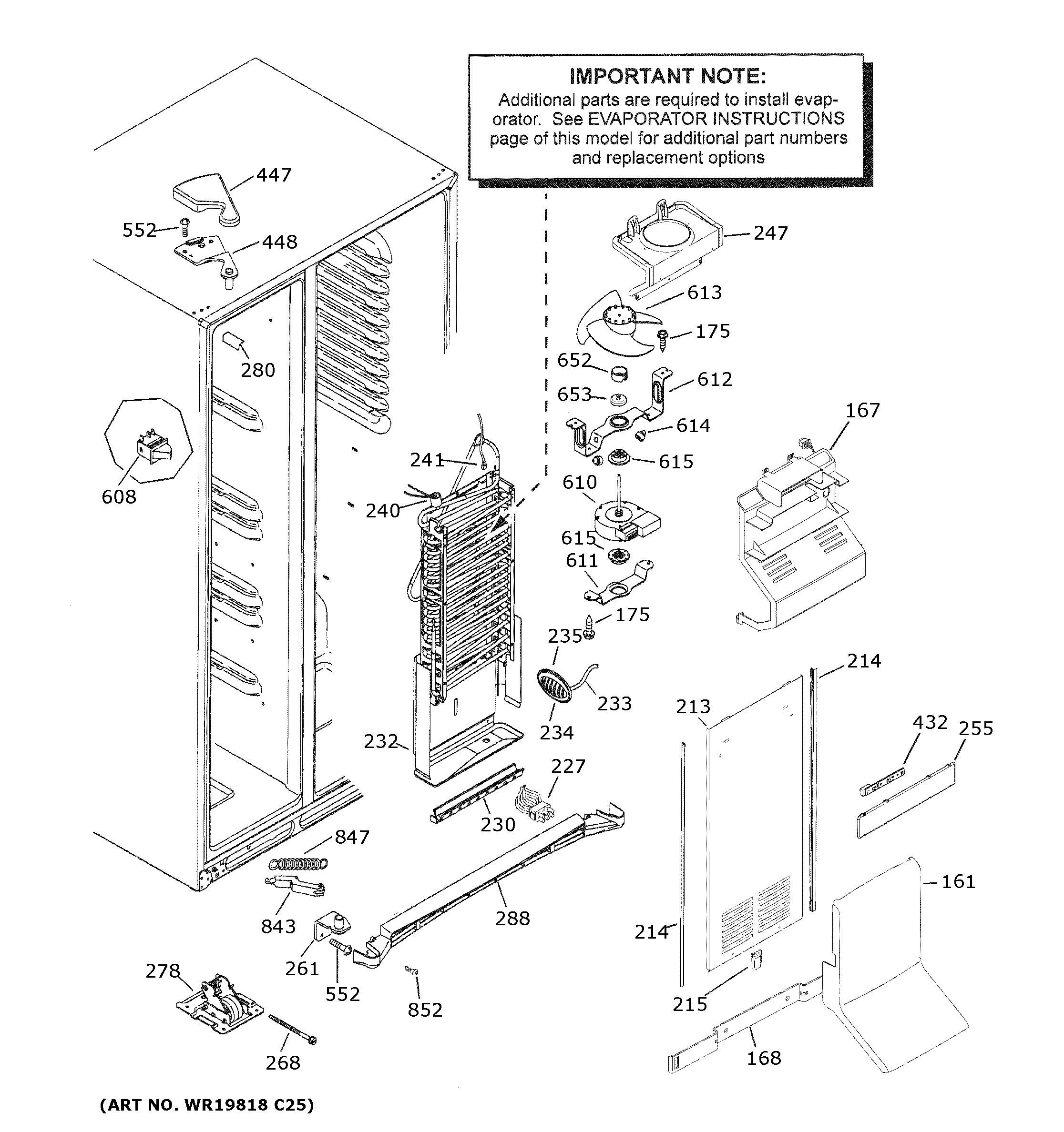 GE GSS23GMPBCES freezer section diagram