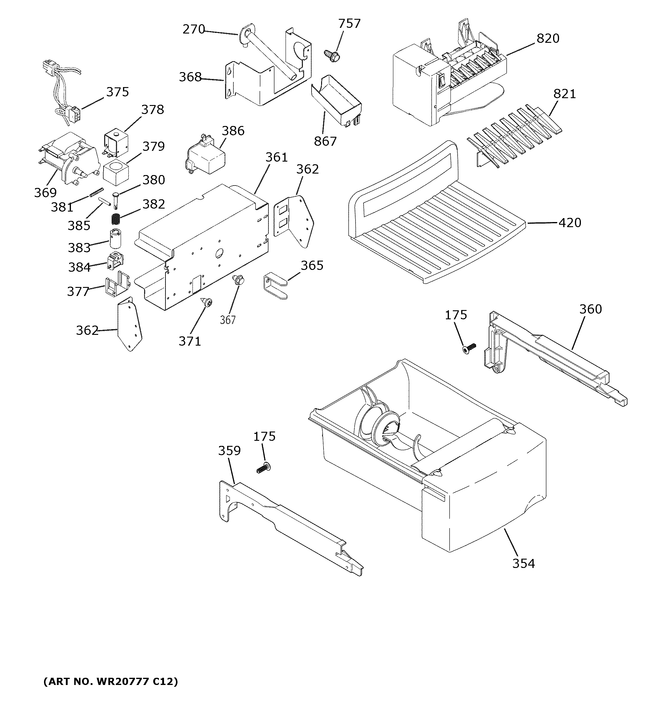 GE GSS23GGPBCWW ice maker & dispenser diagram