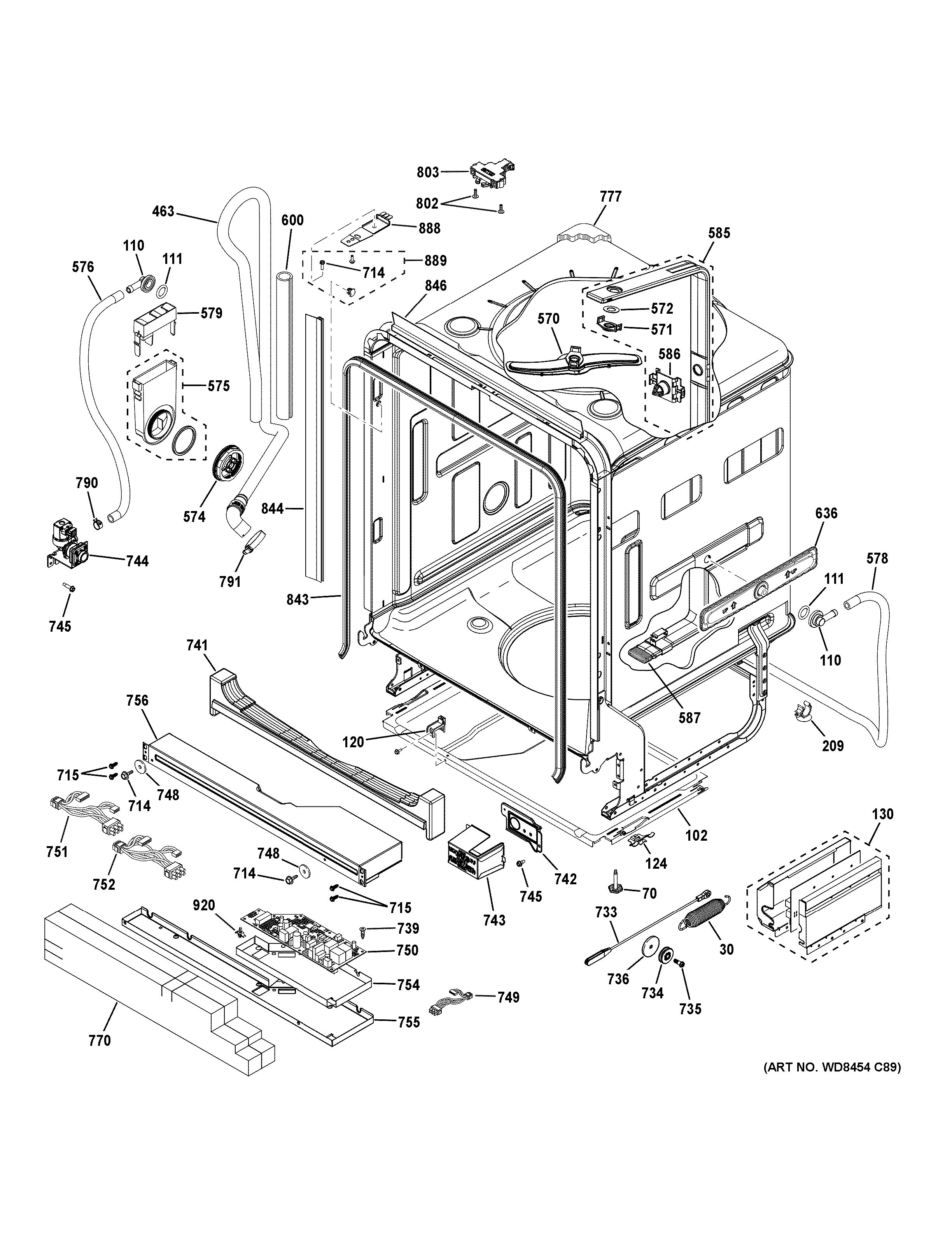 GE PDT750SSFASS body parts diagram