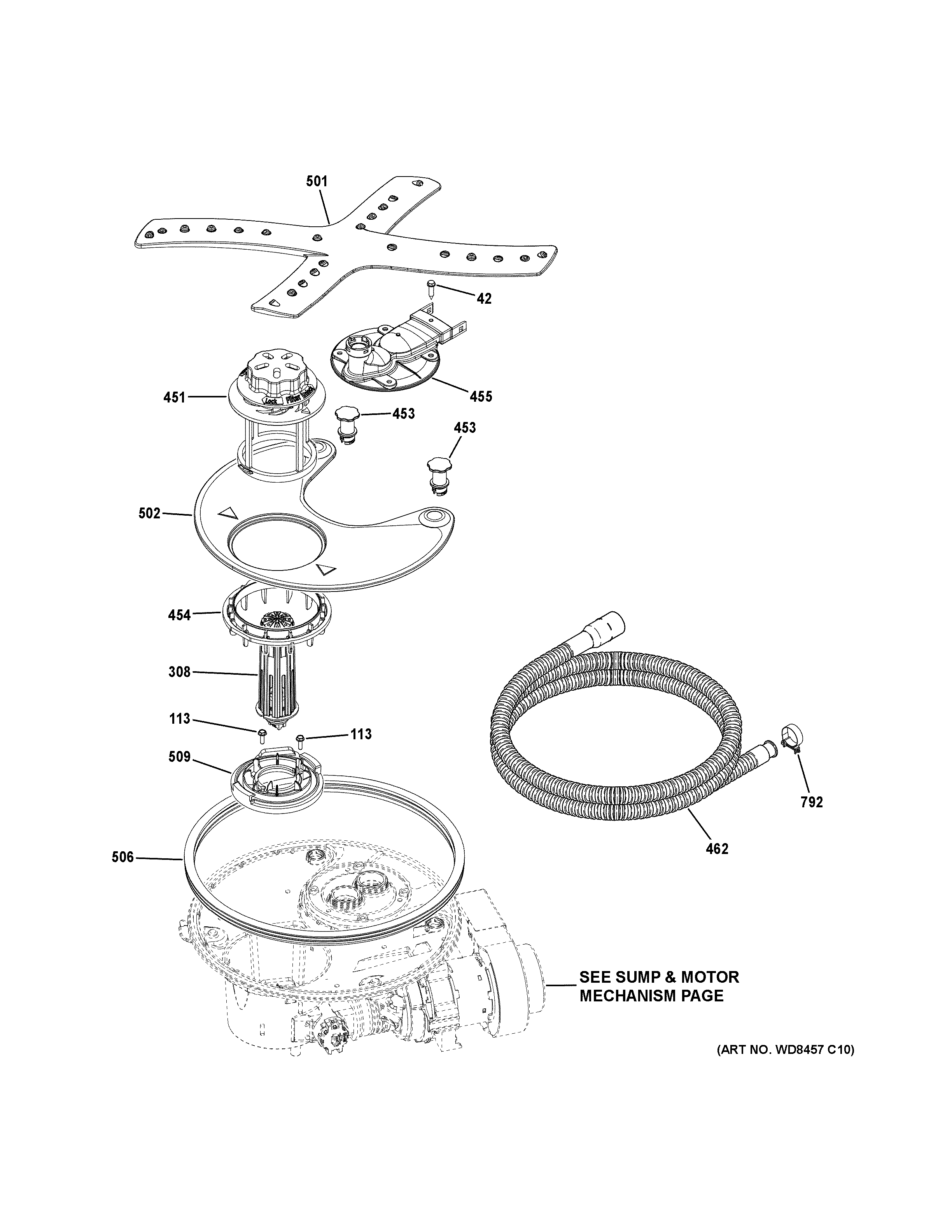 GE PDT750SSFASS sump & filter assembly diagram