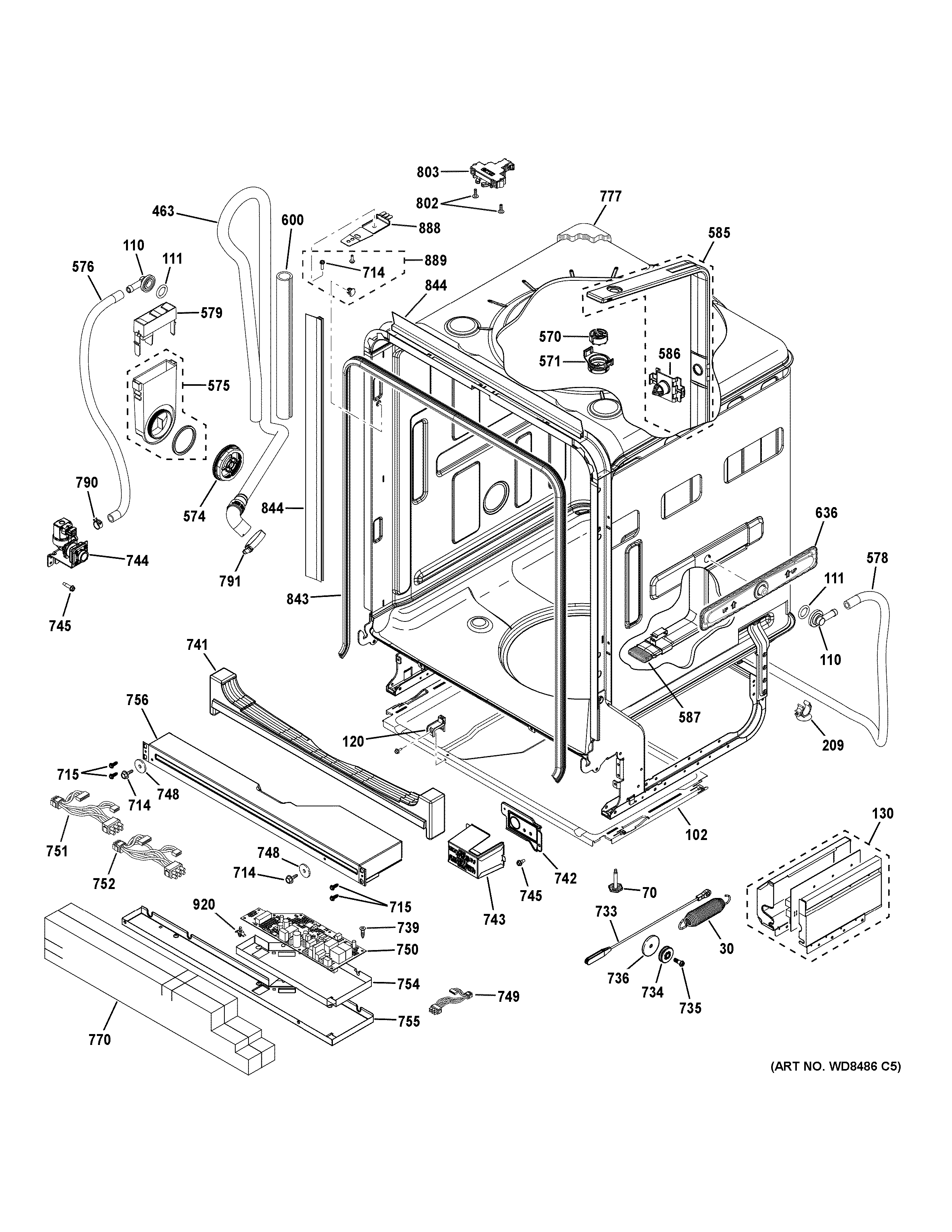 GE PDT760SIF1II body parts (1) diagram