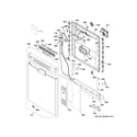 GE PDF820SGJ2WW escutcheon & door assembly diagram