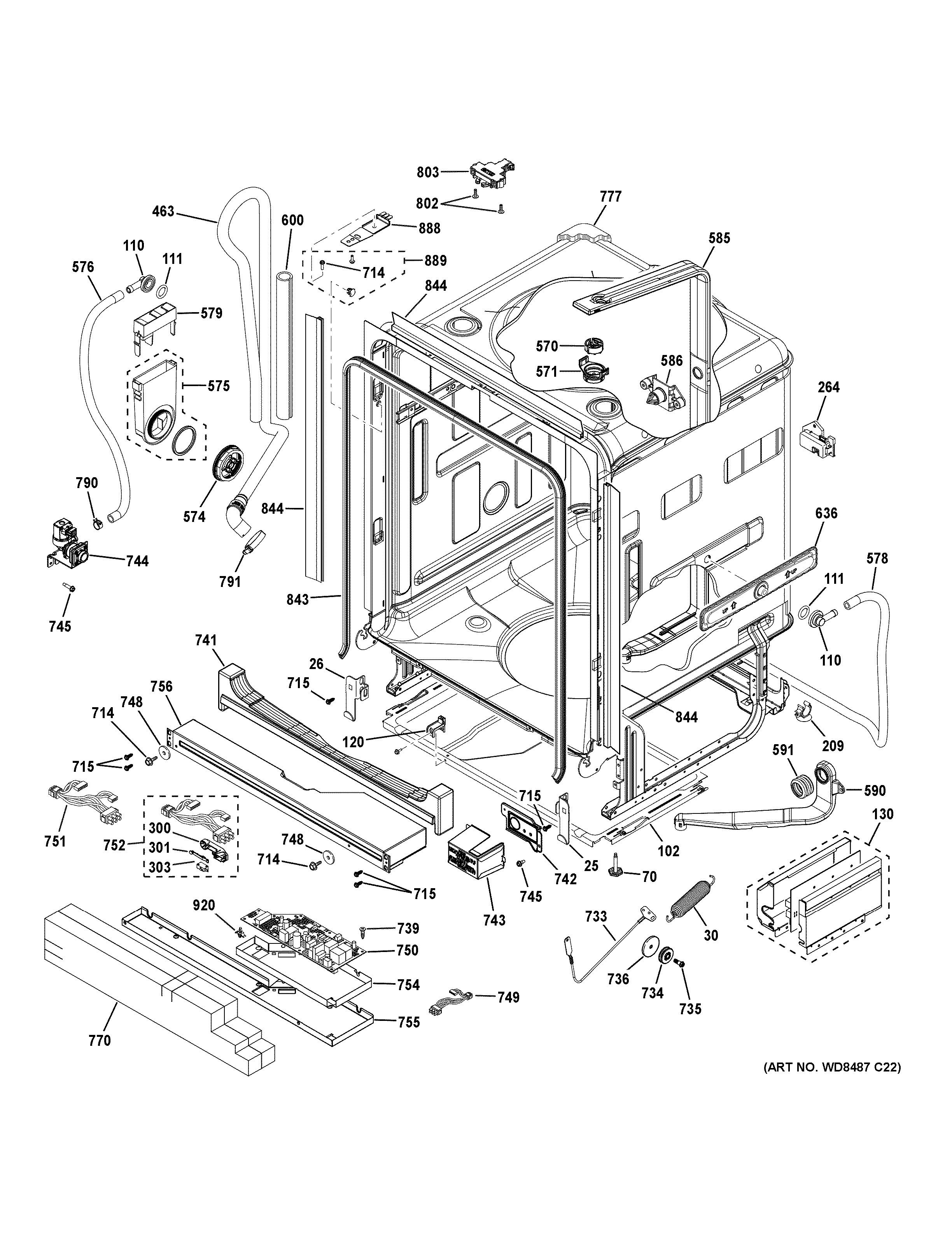 GE PDT855SFL3DS body parts (1) diagram