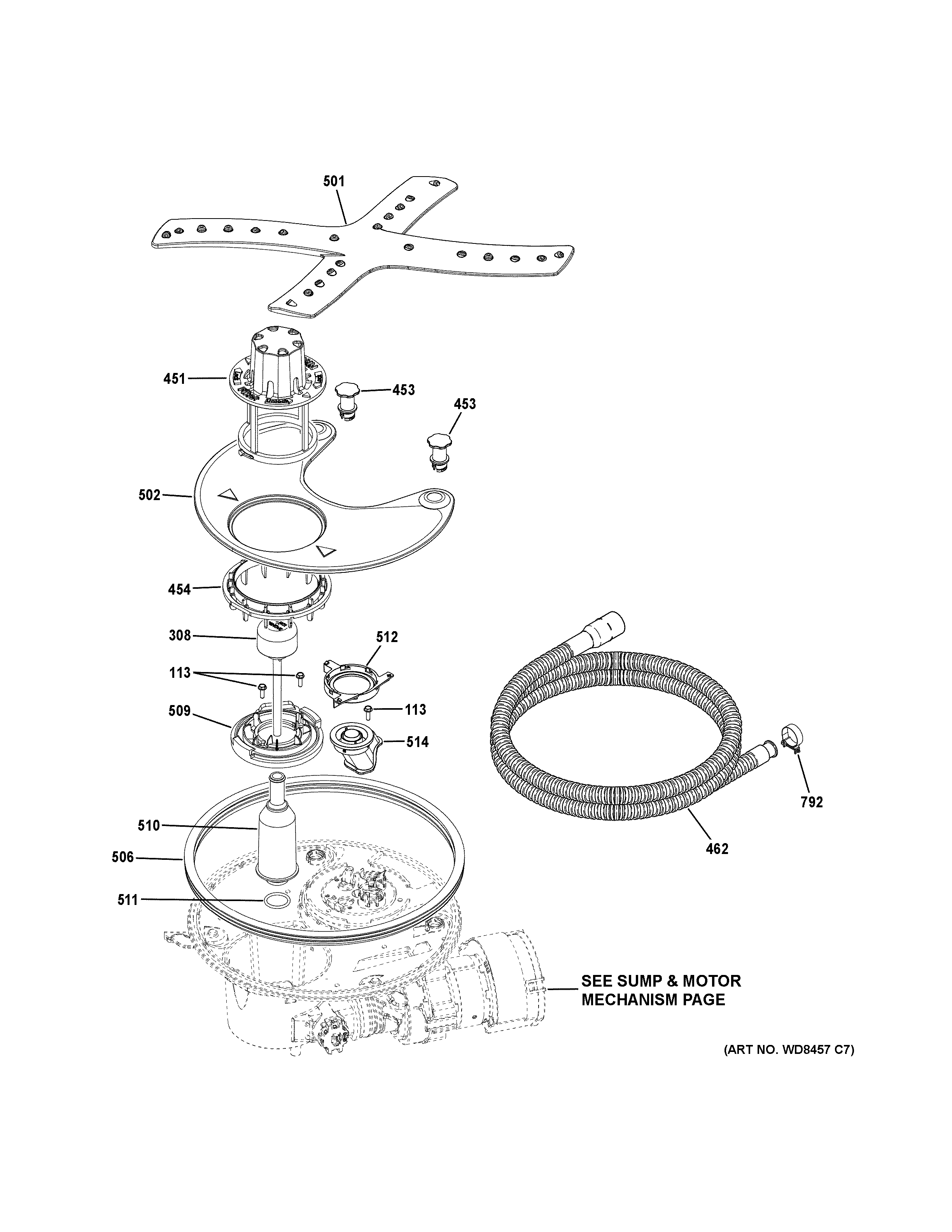 GE PDT825SGJ5BB sump & filter assembly diagram