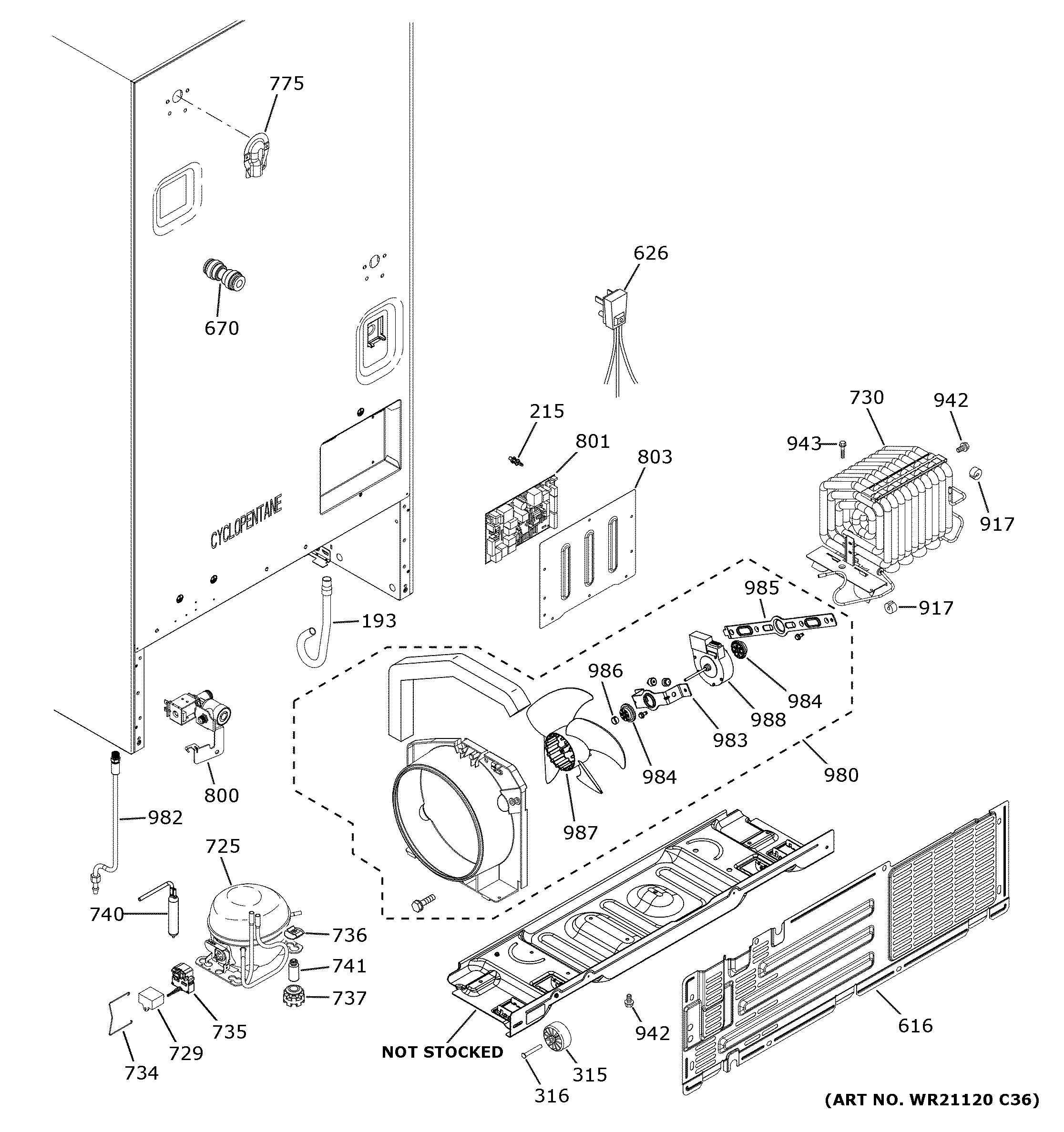 GE GFE26JYMKFFS machine compartment diagram