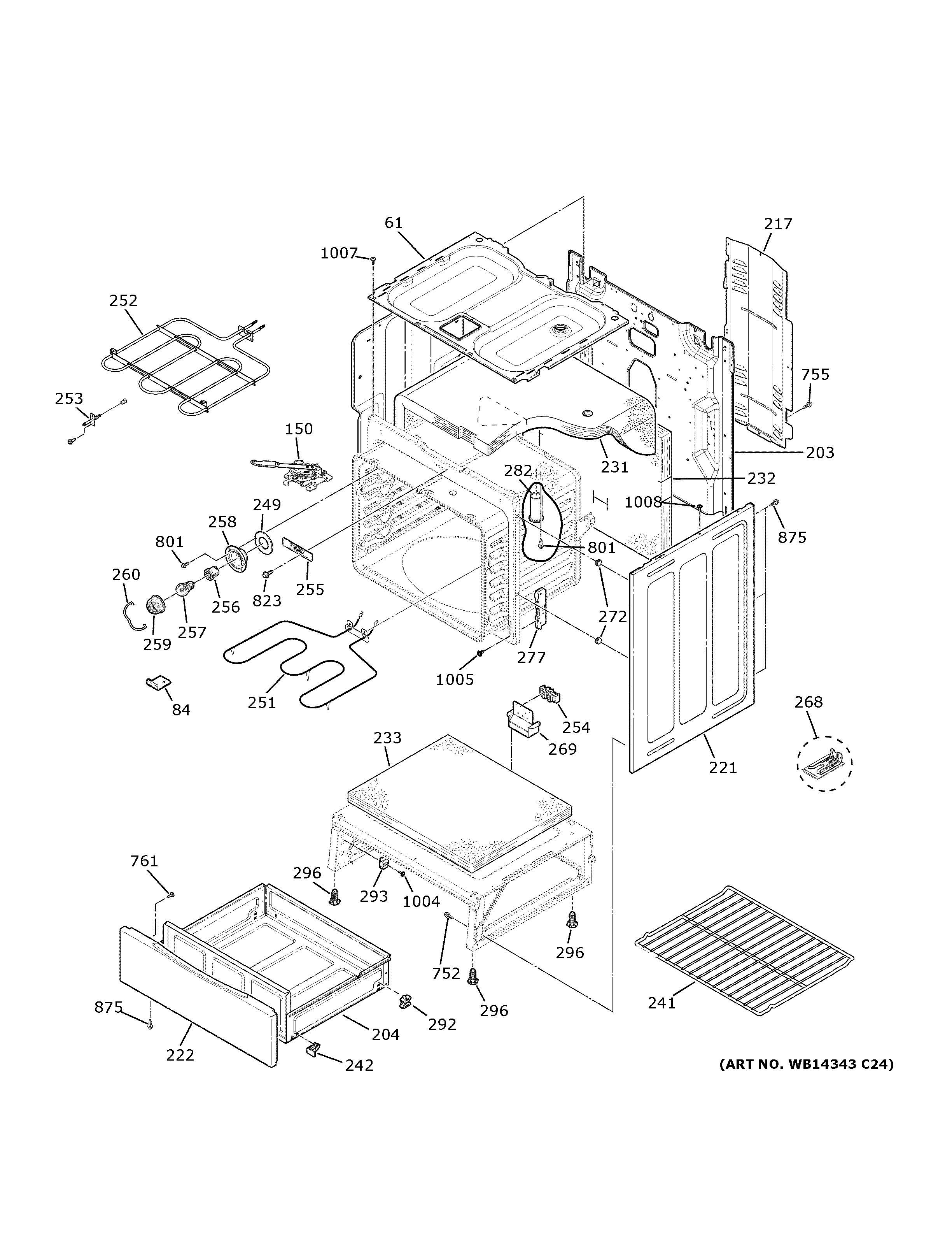 GE JB258DM2WW body parts diagram