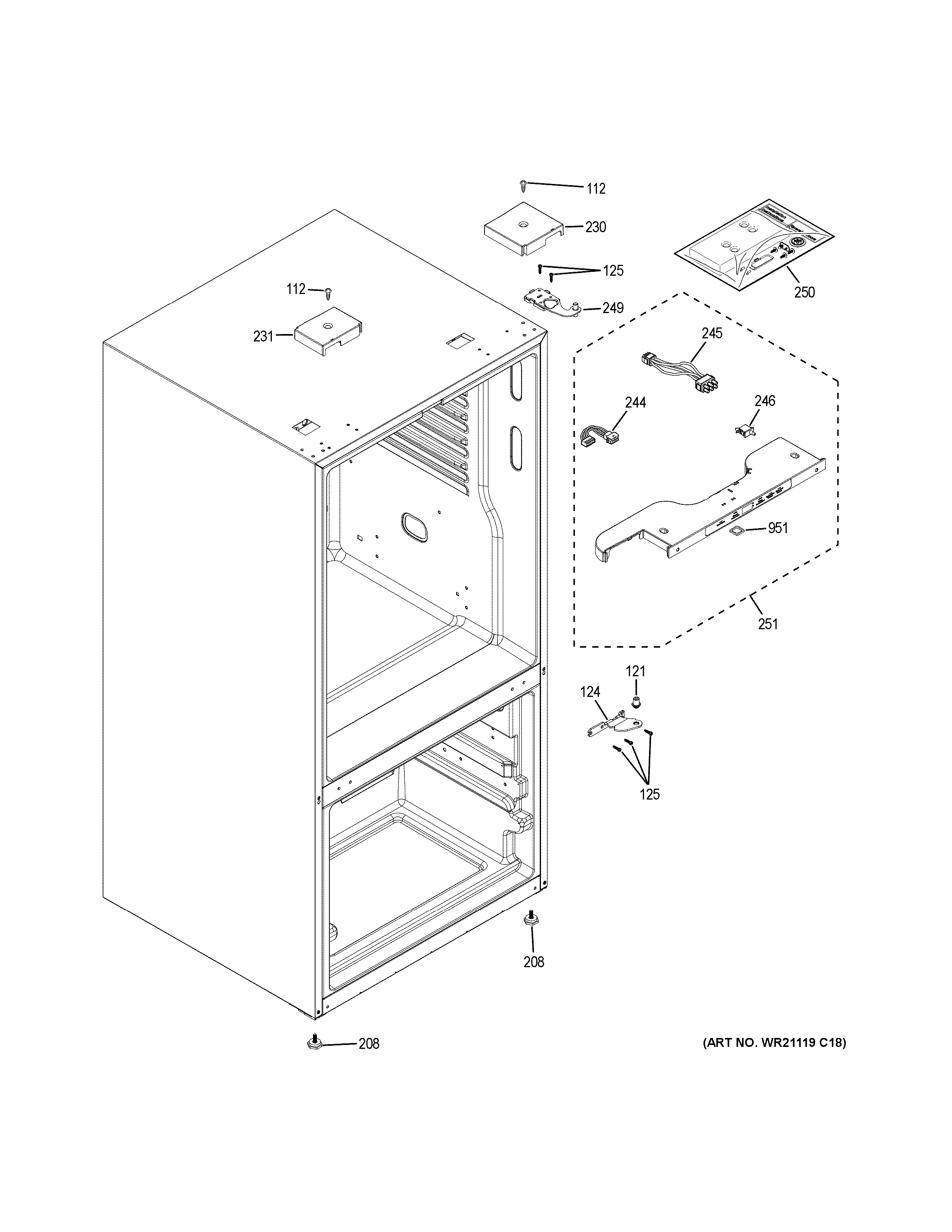 GE GDE25EYKBRFS case parts diagram