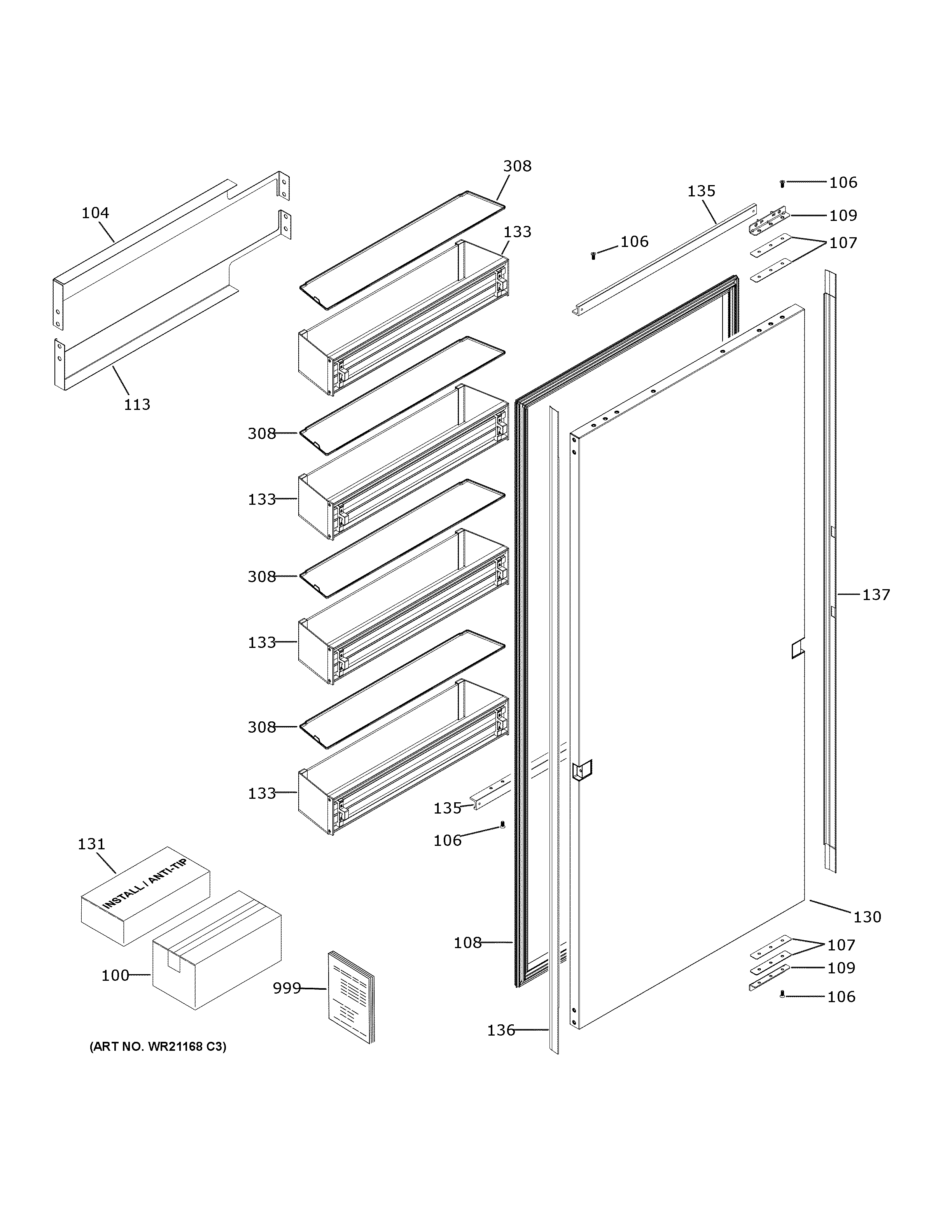 GE ZIR361NPRAII door diagram