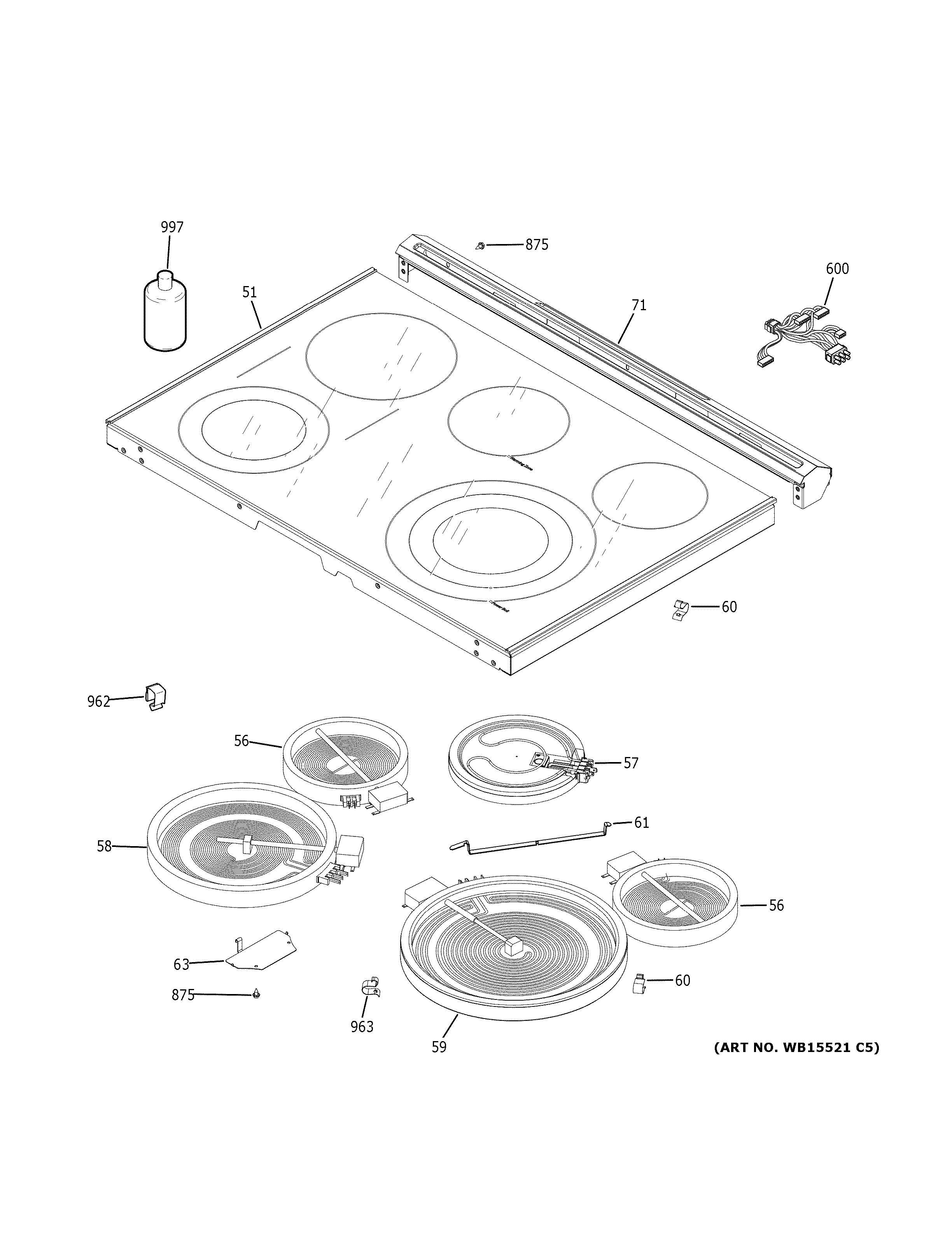 GE CES700M2N2S5 cooktop diagram