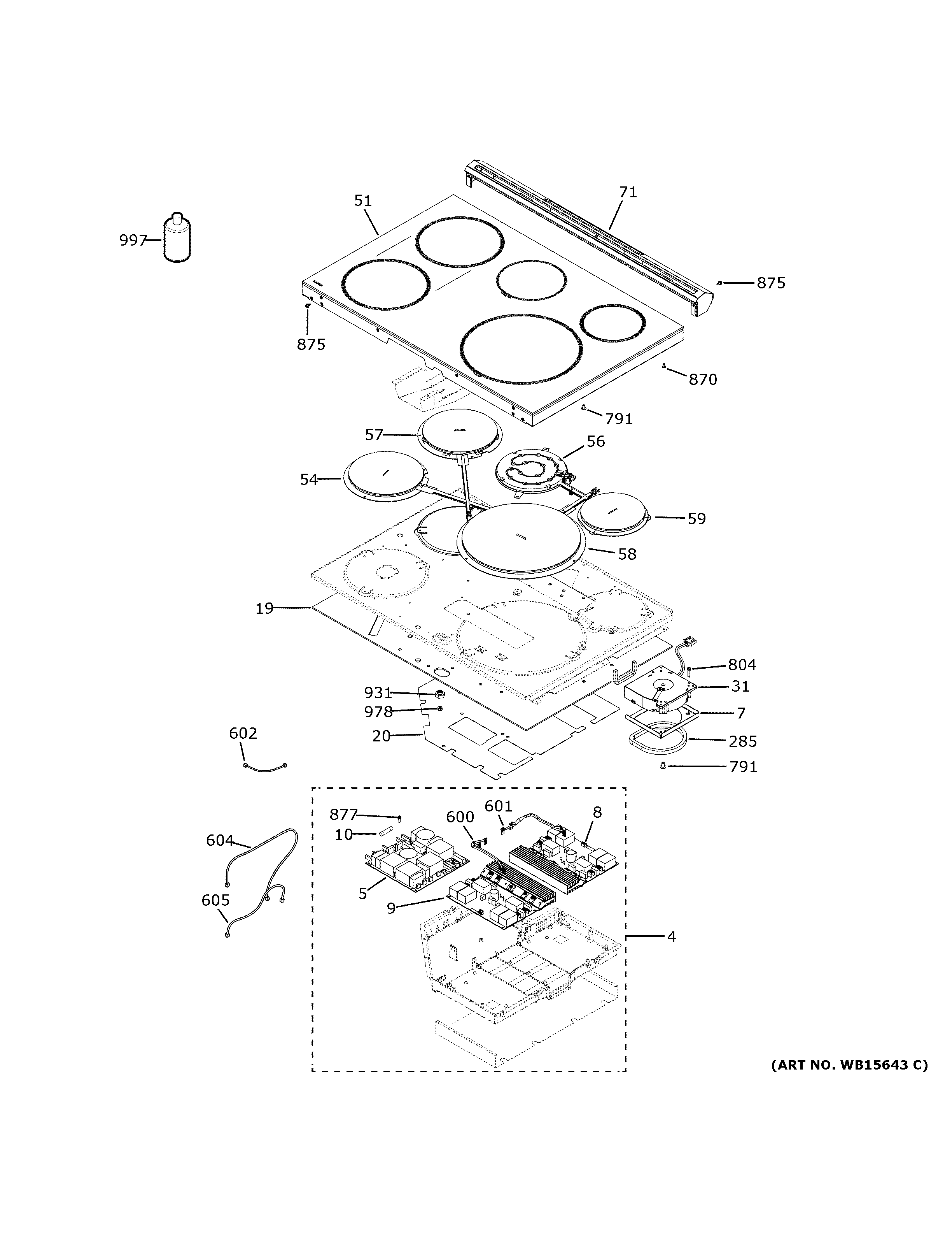 GE CHS900M2N1S5 cooktop diagram